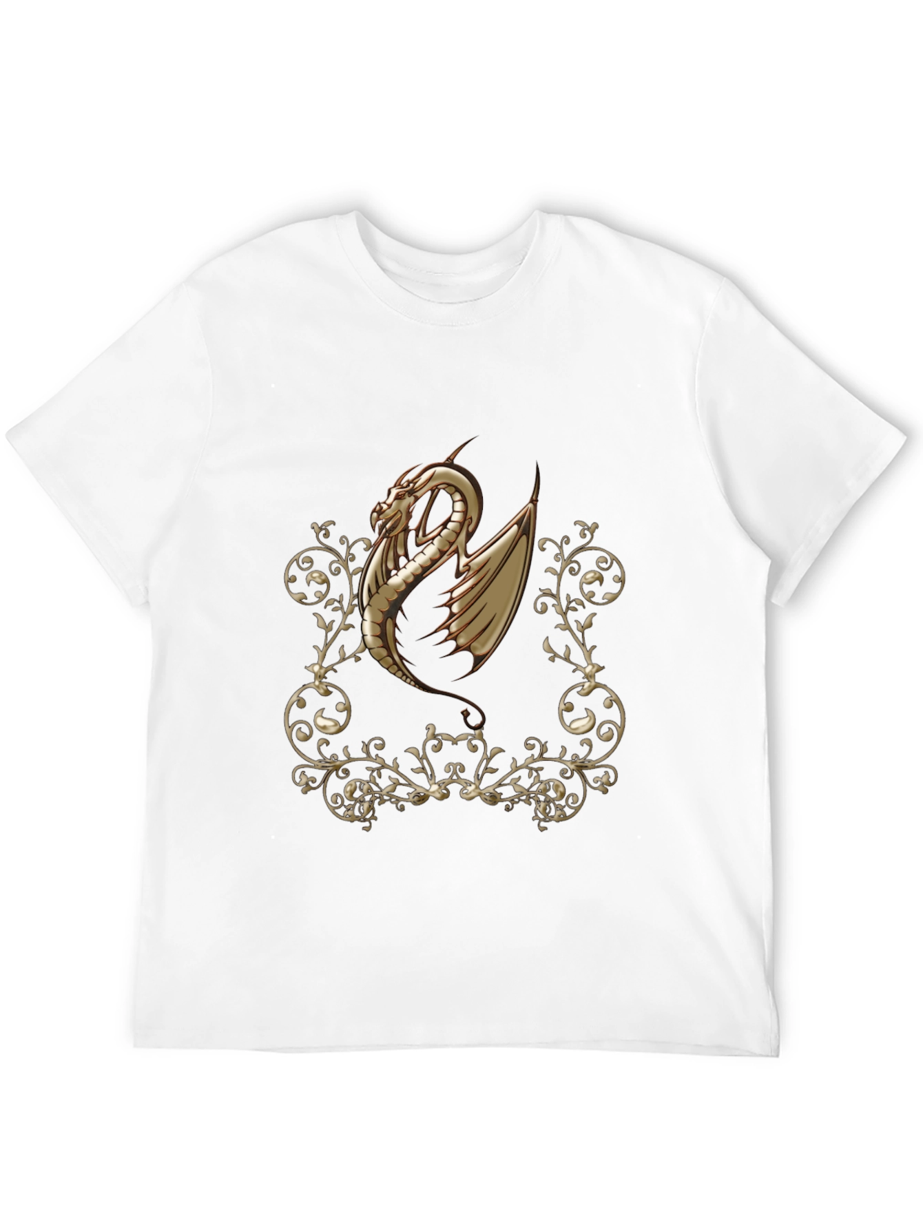 Dragon Scrollwork Graphic Black T-Shirt
