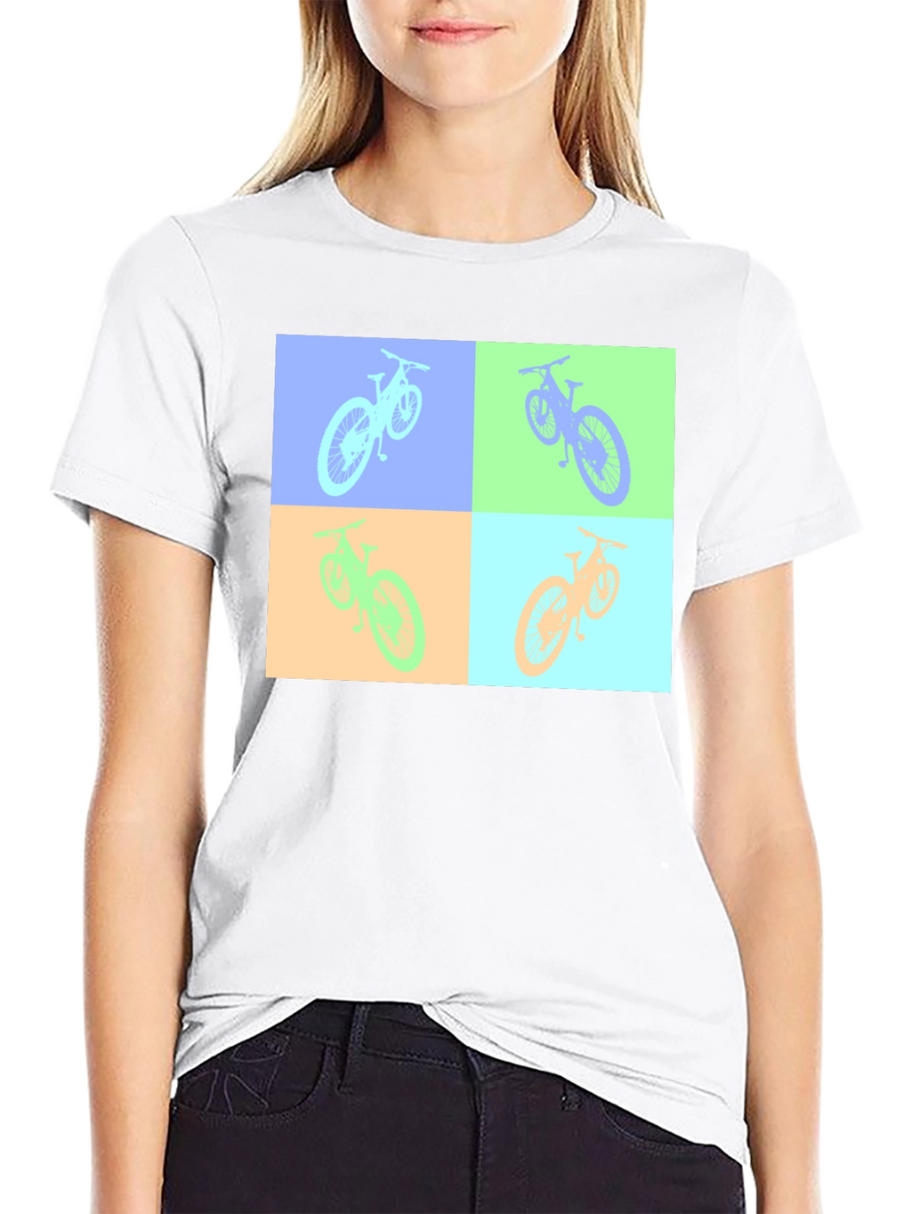 Pop Art Bicycle Graphic Black T-Shirt
