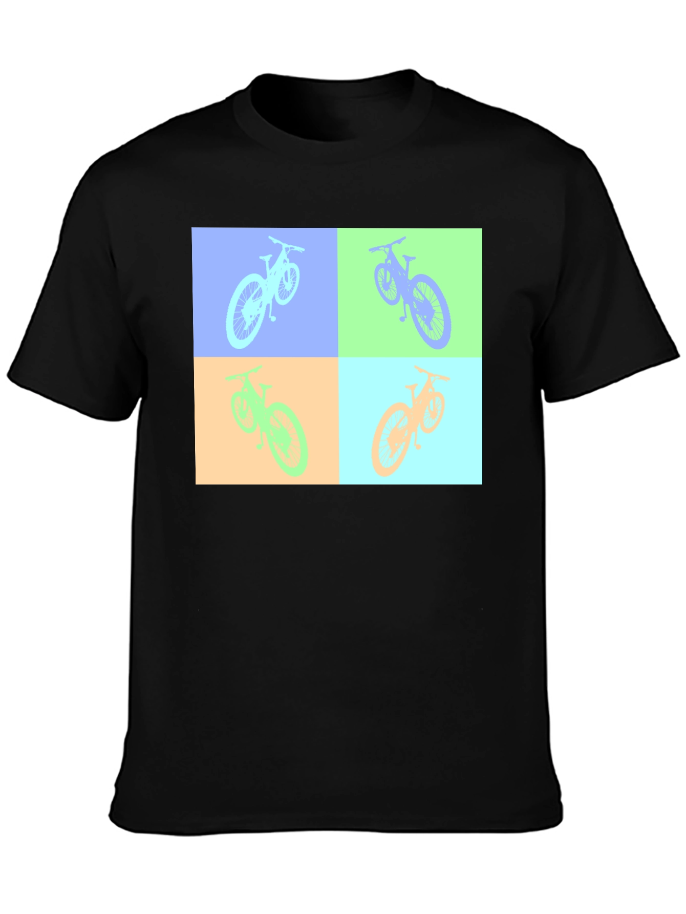 Pop Art Bicycle Graphic Black T-Shirt