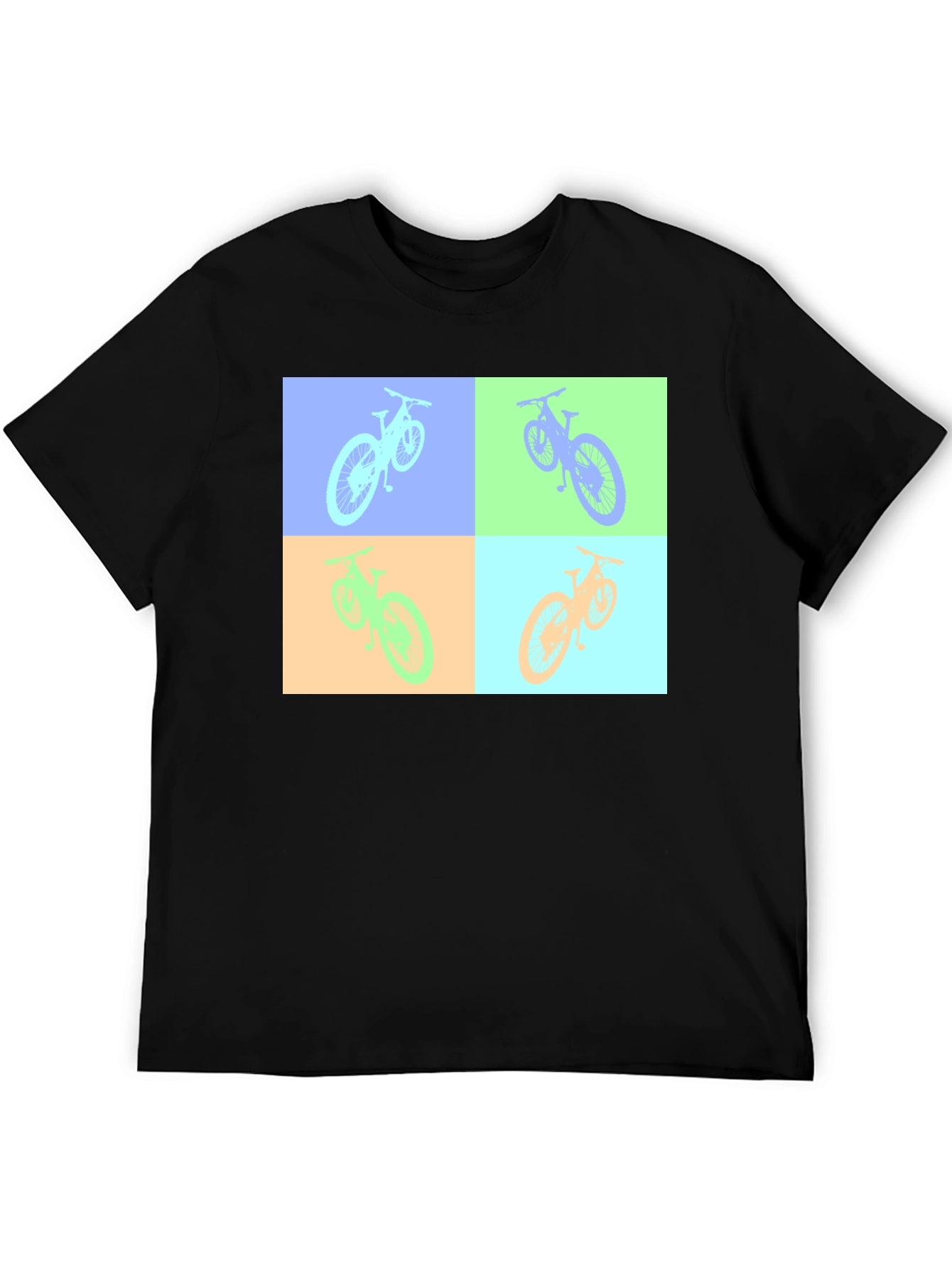 Pop Art Bicycle Graphic Black T-Shirt