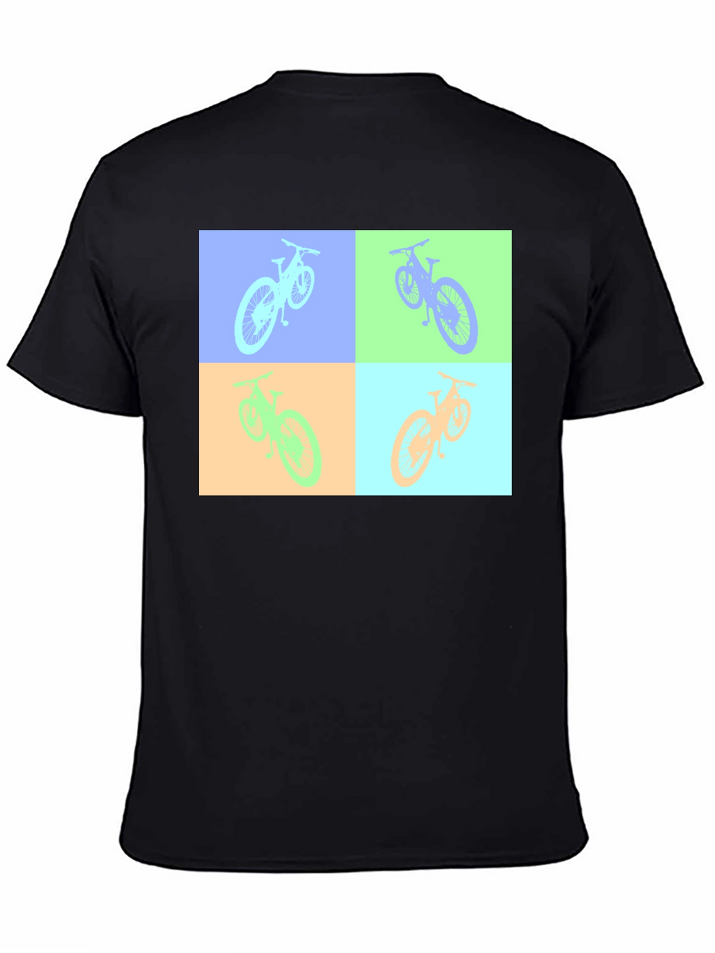 Pop Art Bicycle Graphic Black T-Shirt