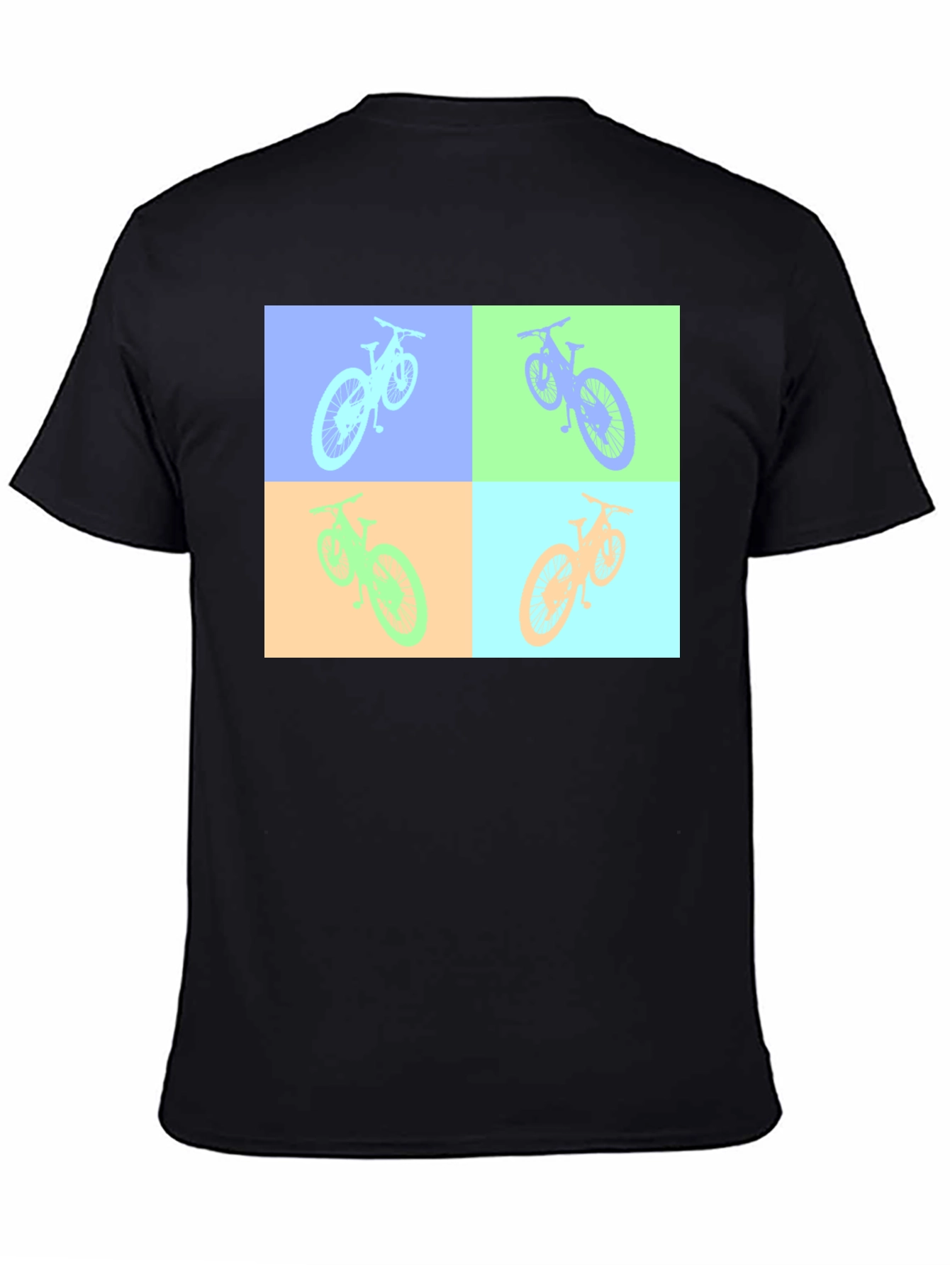 Pop Art Bicycle Graphic Black T-Shirt