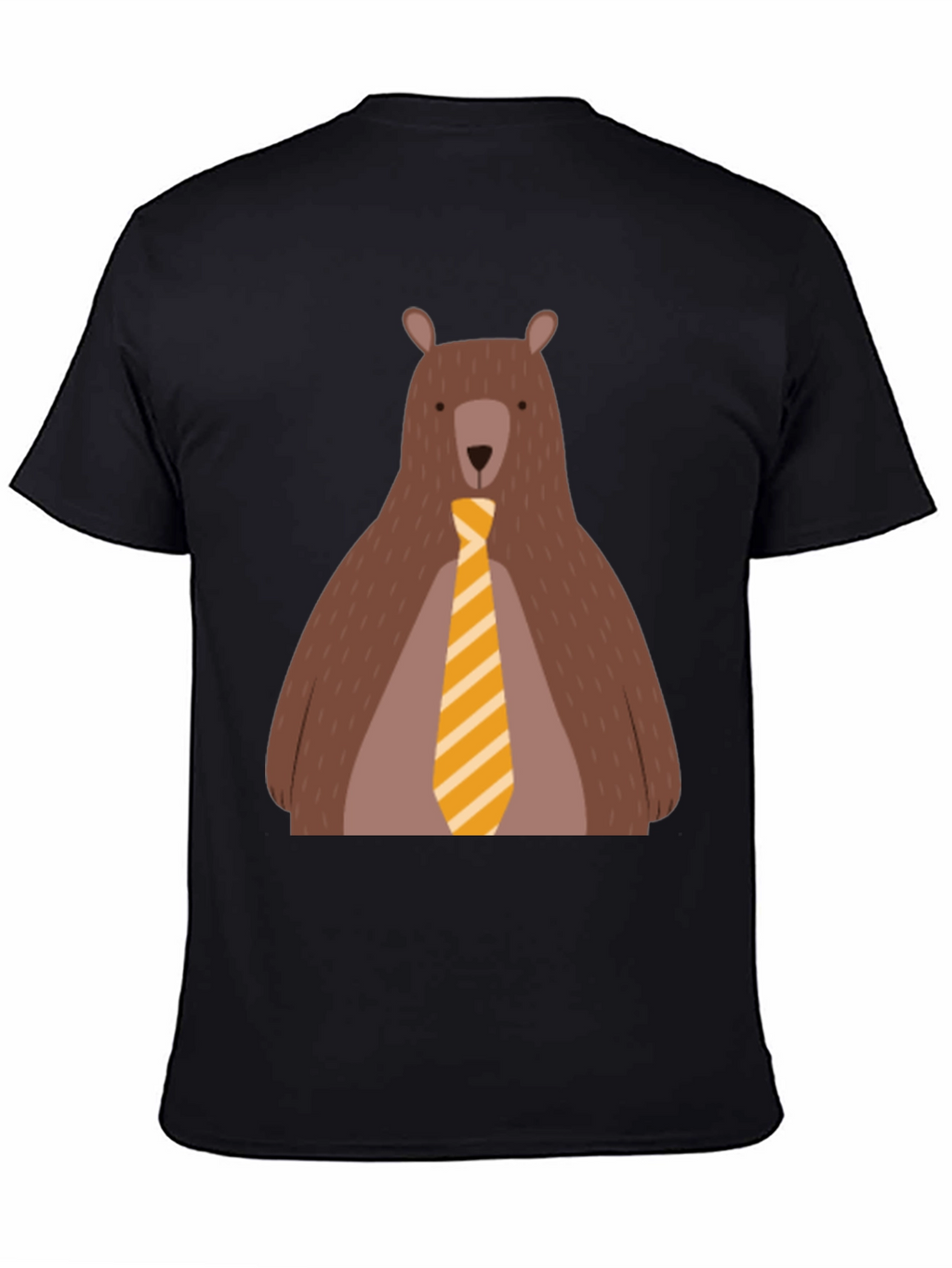 Bear with Tie Graphic Tee - Black Cotton T-Shirt