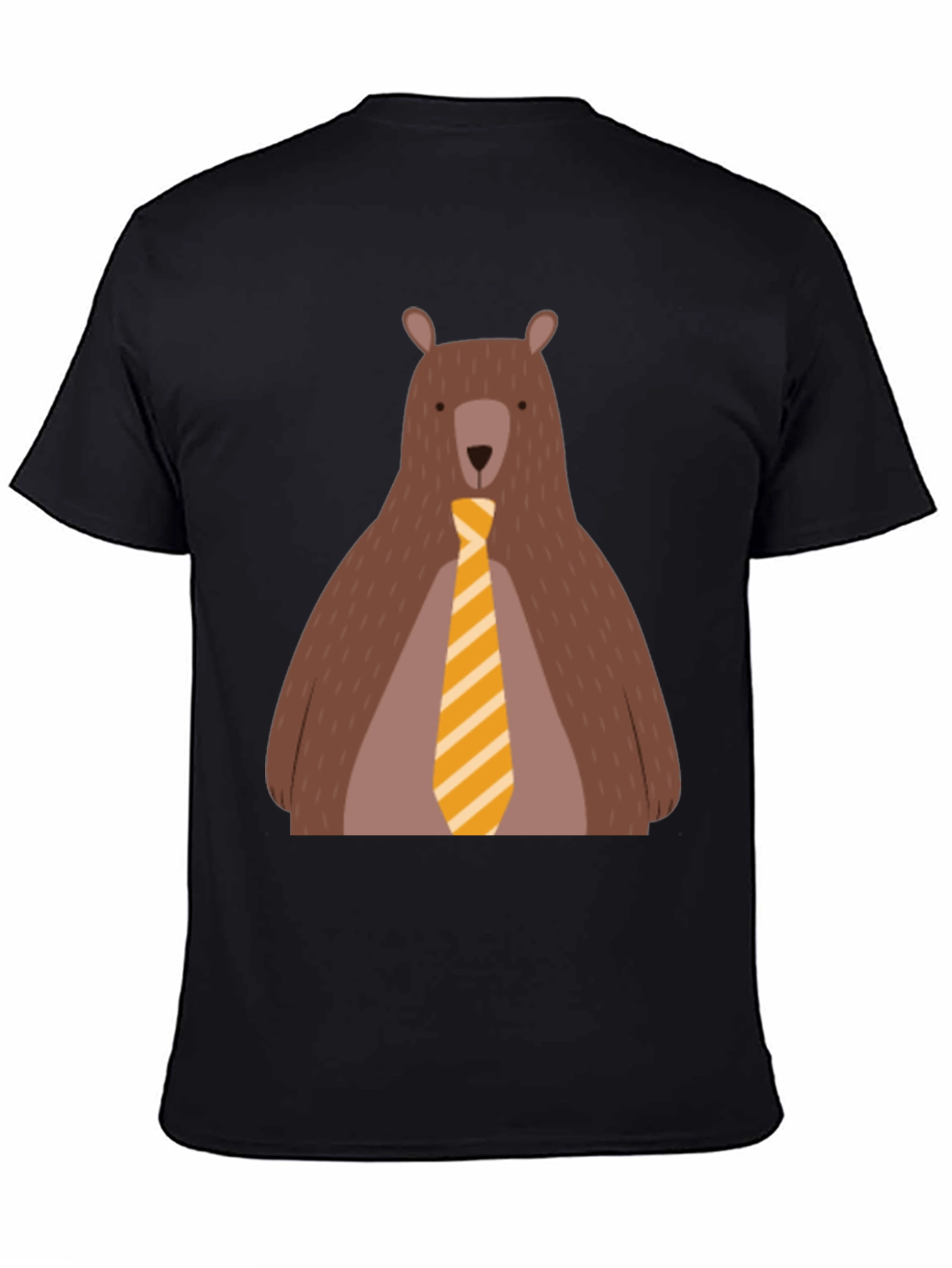 Bear with Tie Graphic Tee - Black Cotton T-Shirt