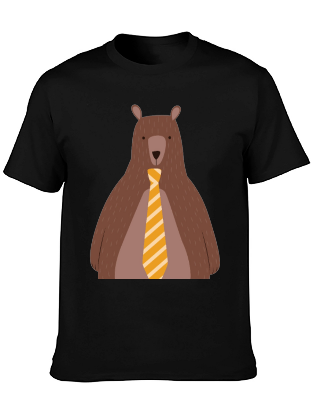 Bear with Tie Graphic Tee - Black Cotton T-Shirt