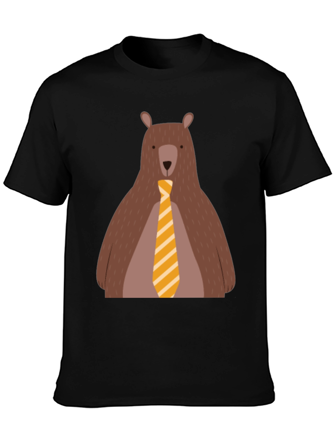 Bear with Tie Graphic Tee - Black Cotton T-Shirt
