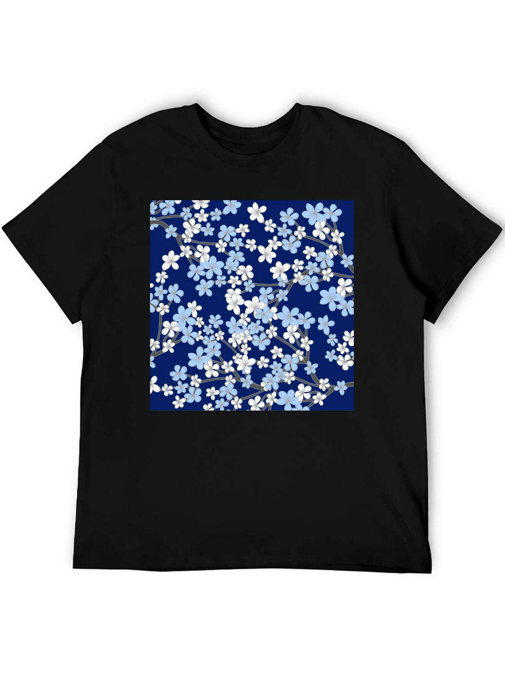 Floral Blossom Print Black T-Shirt