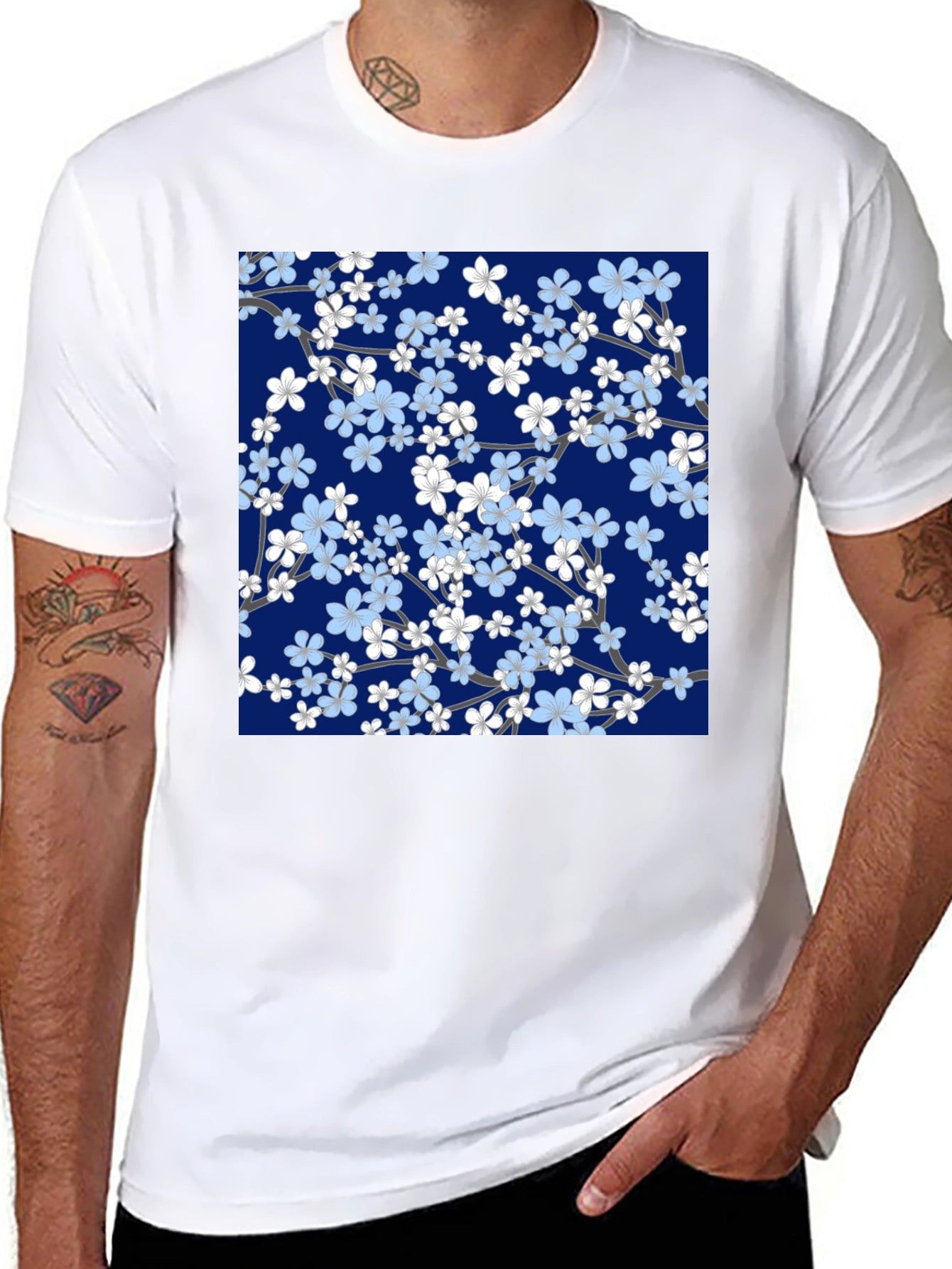 Floral Blossom Print Black T-Shirt
