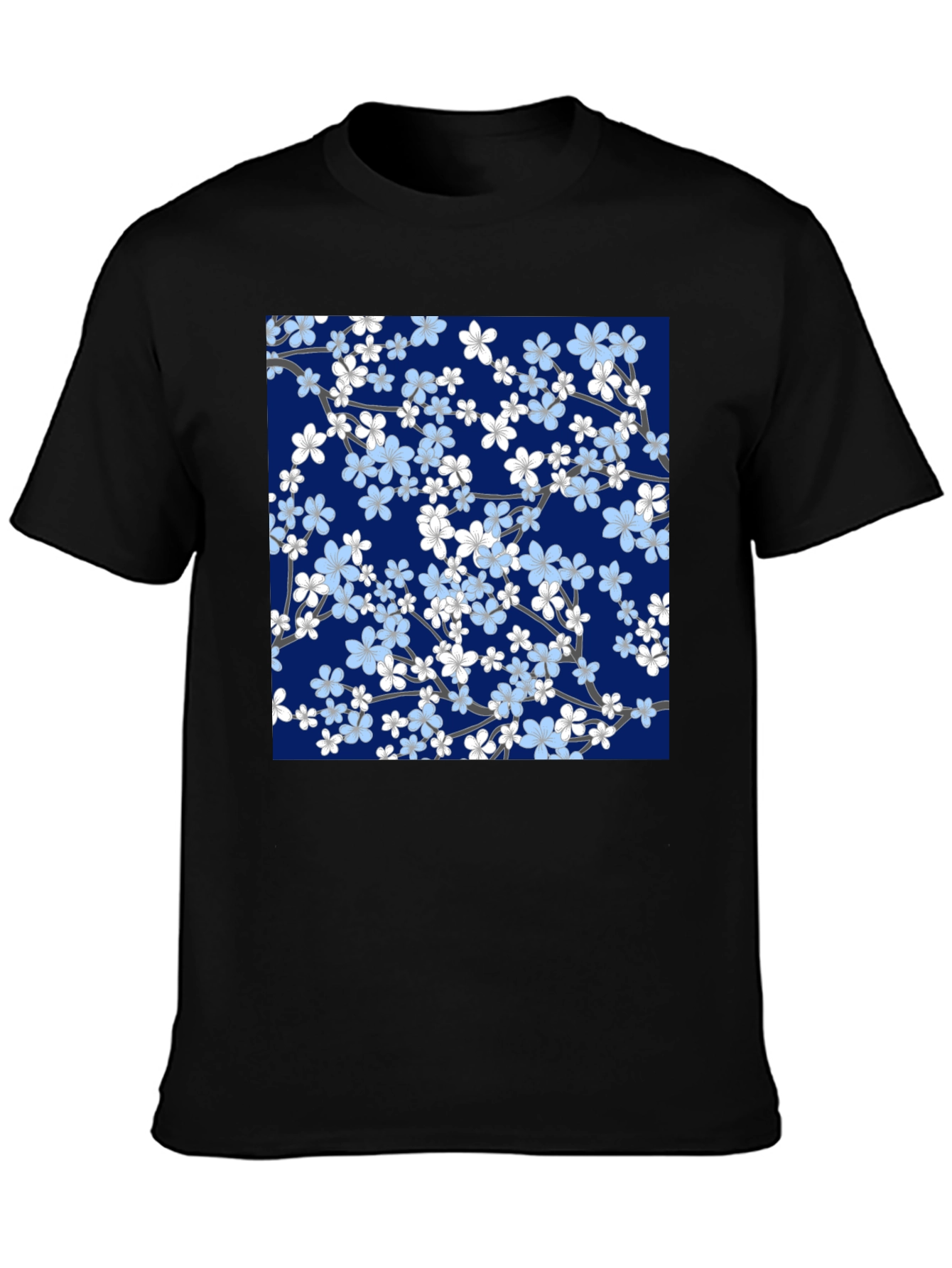 Floral Blossom Print Black T-Shirt