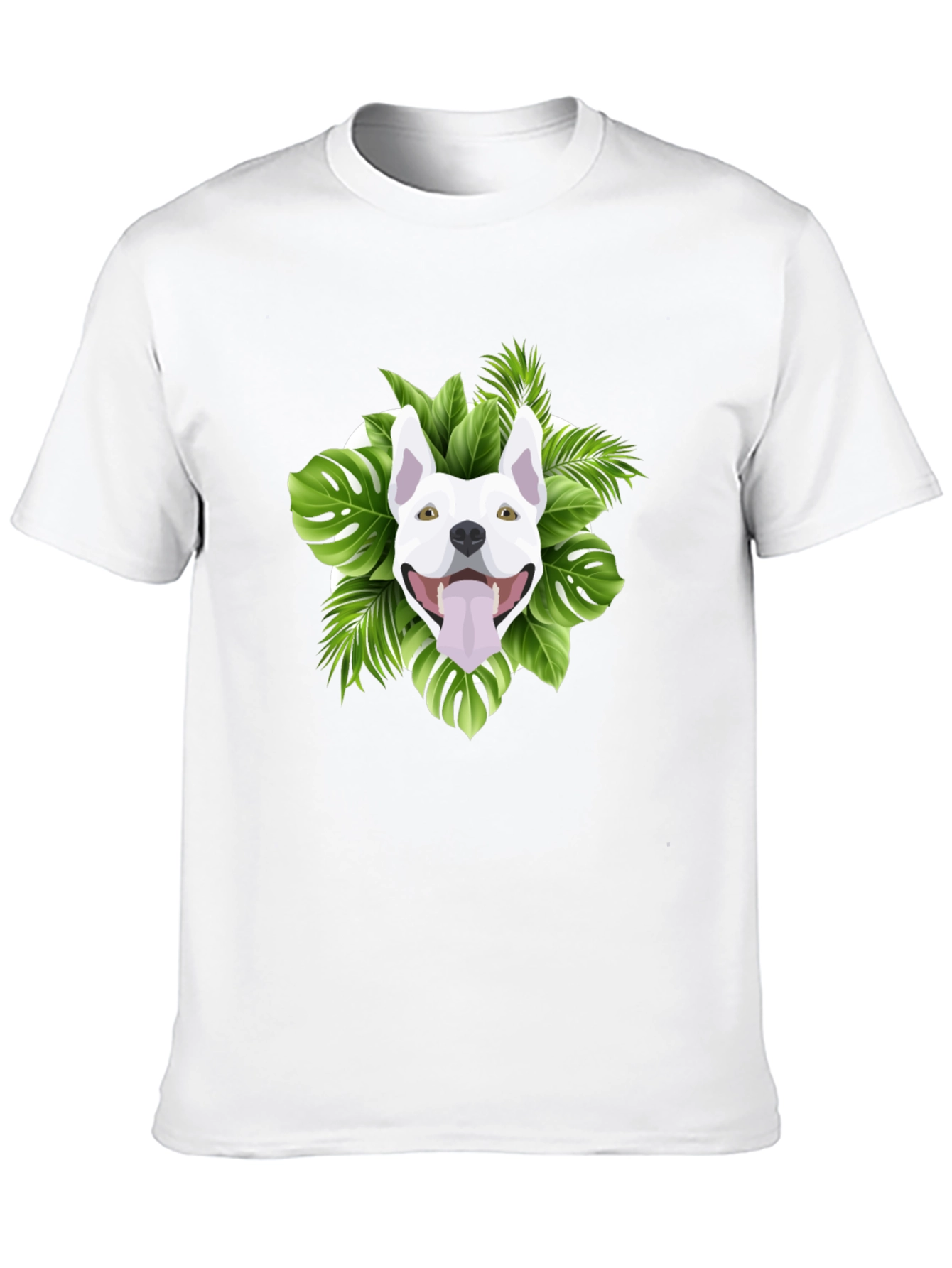 Tropical Dog Graphic Tee - Black Cotton T-Shirt