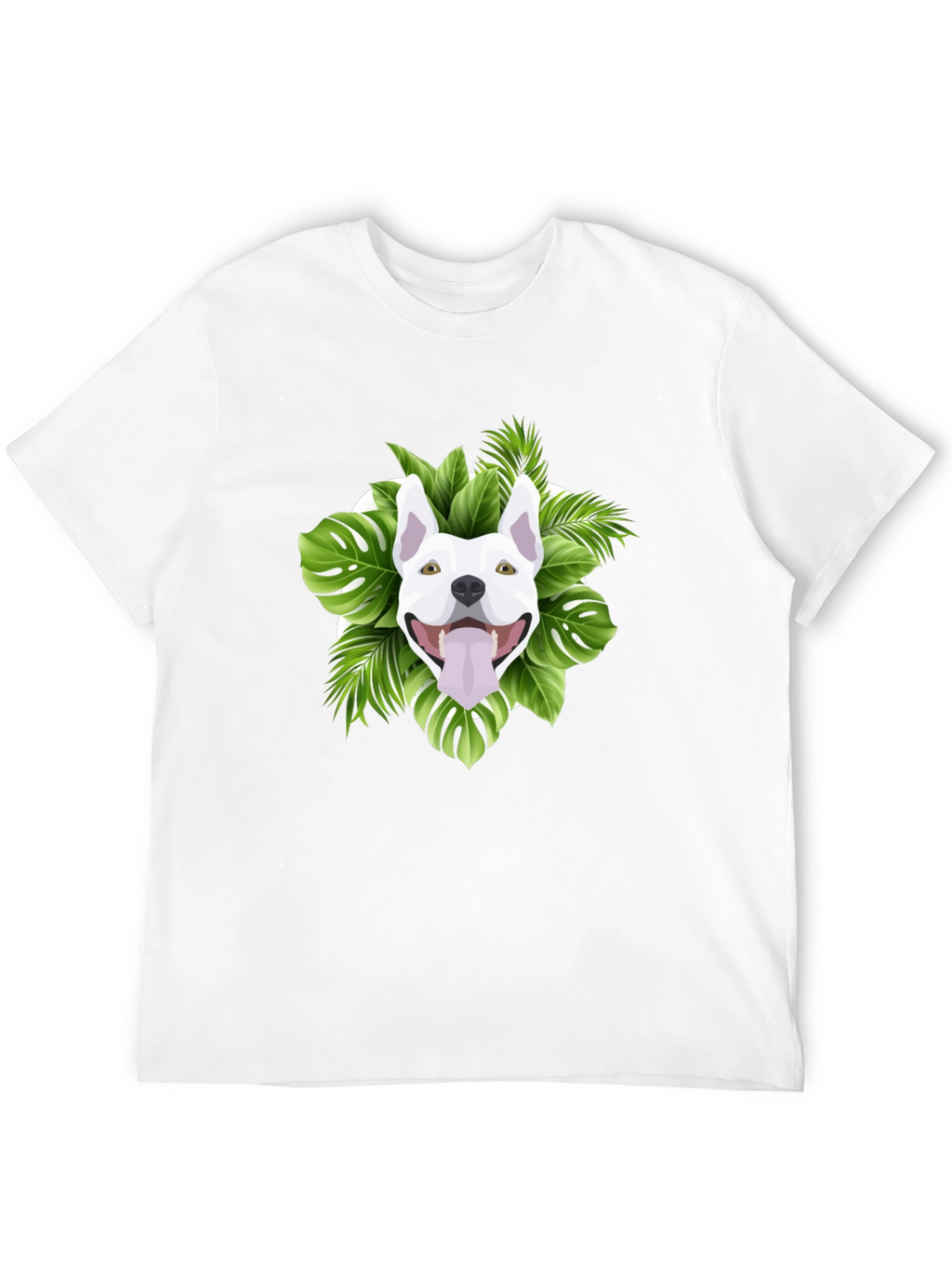 Tropical Dog Graphic Tee - Black Cotton T-Shirt