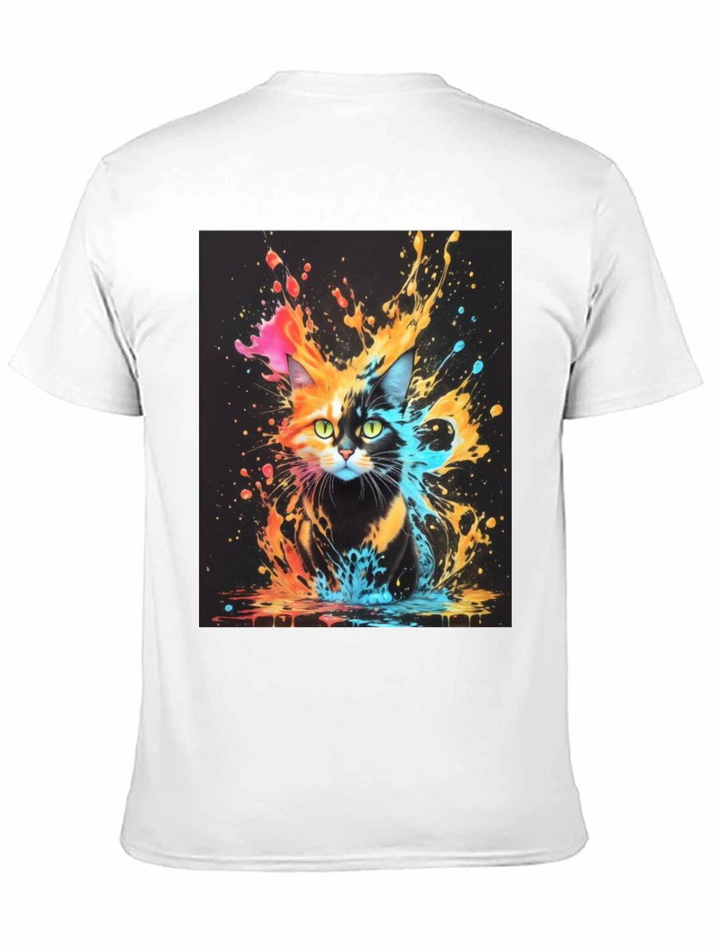 Cat Splash Art Black T-Shirt
