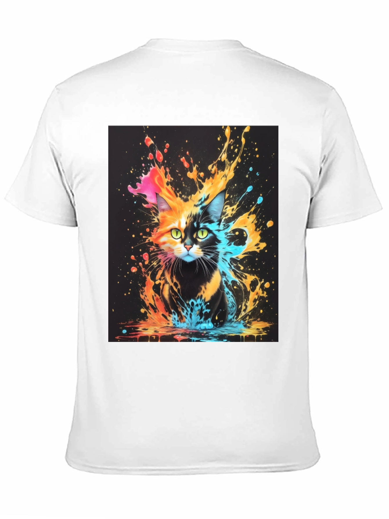 Cat Splash Art Black T-Shirt