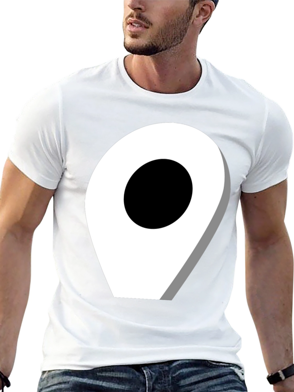 Location Pin Graphic Tee - Modern Black T-Shirt