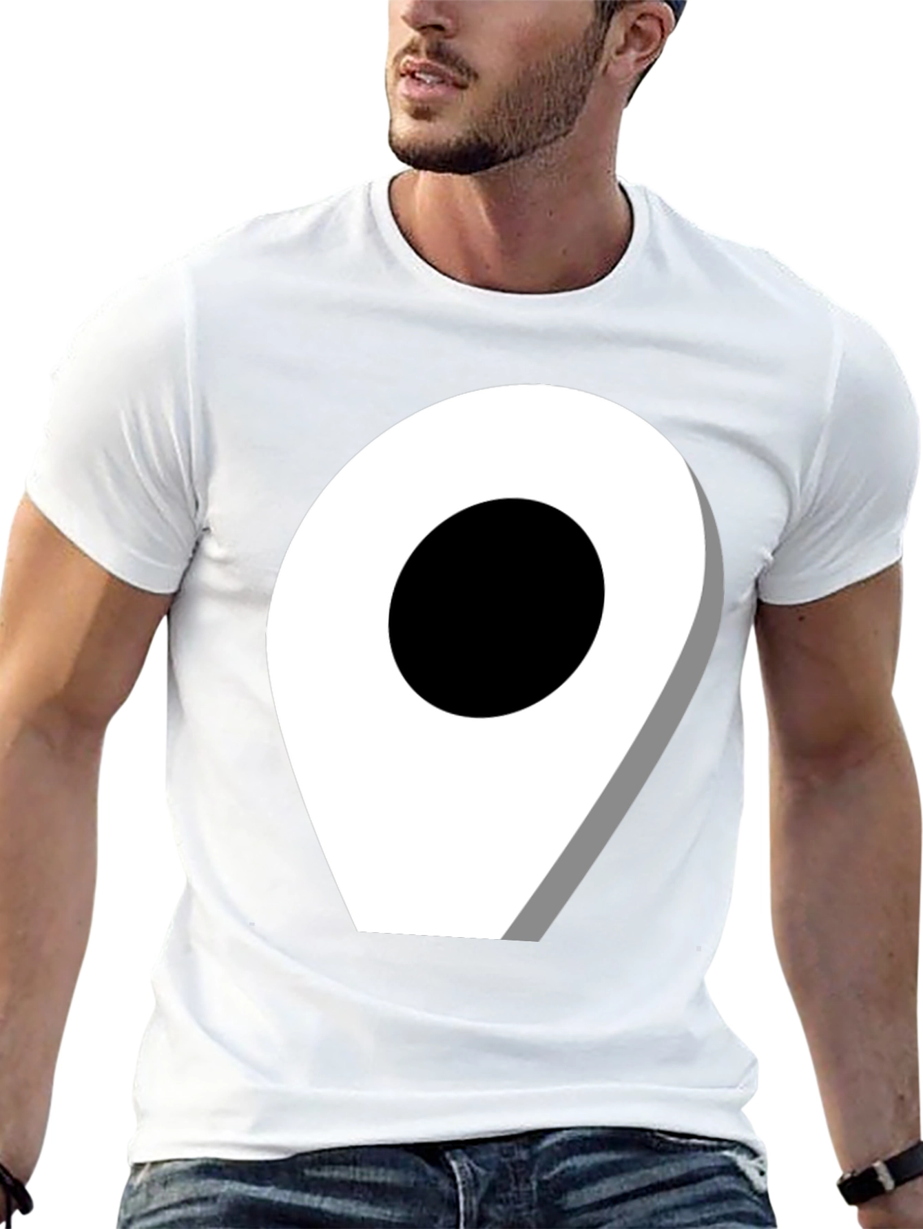 Location Pin Graphic Tee - Modern Black T-Shirt
