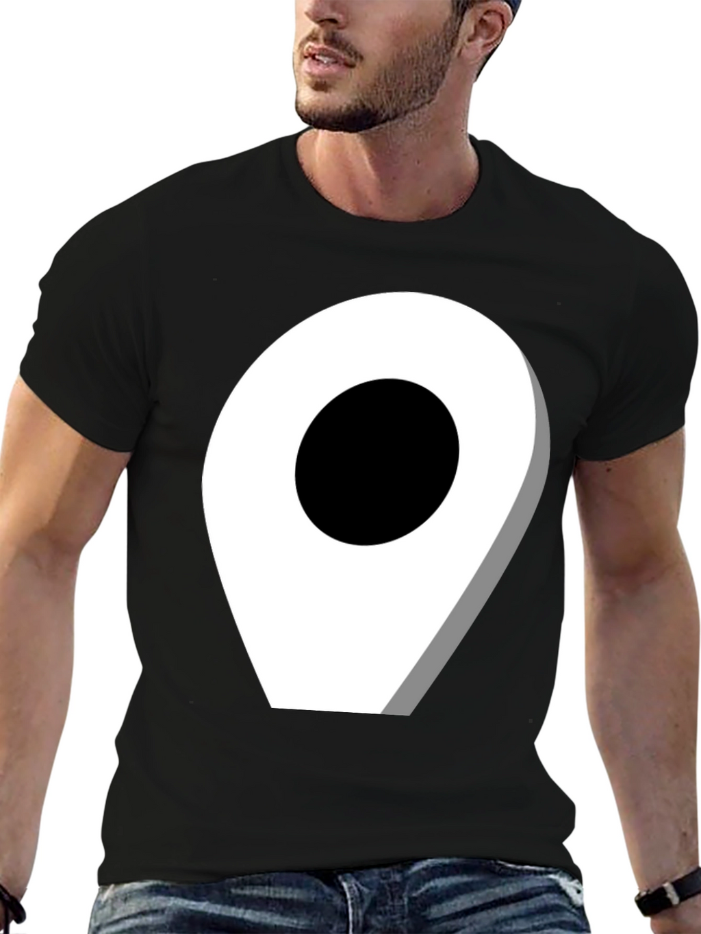 Location Pin Graphic Tee - Modern Black T-Shirt