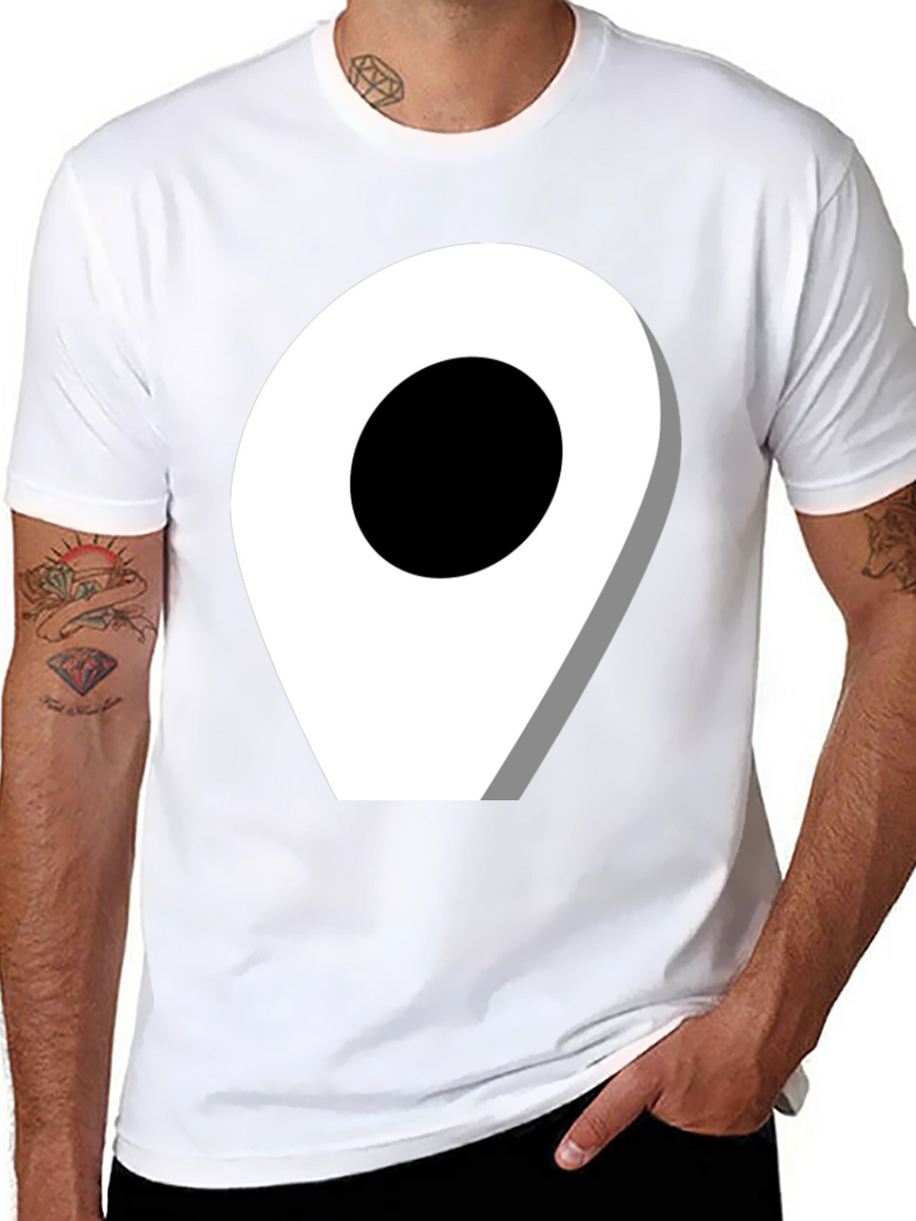 Location Pin Graphic Tee - Modern Black T-Shirt