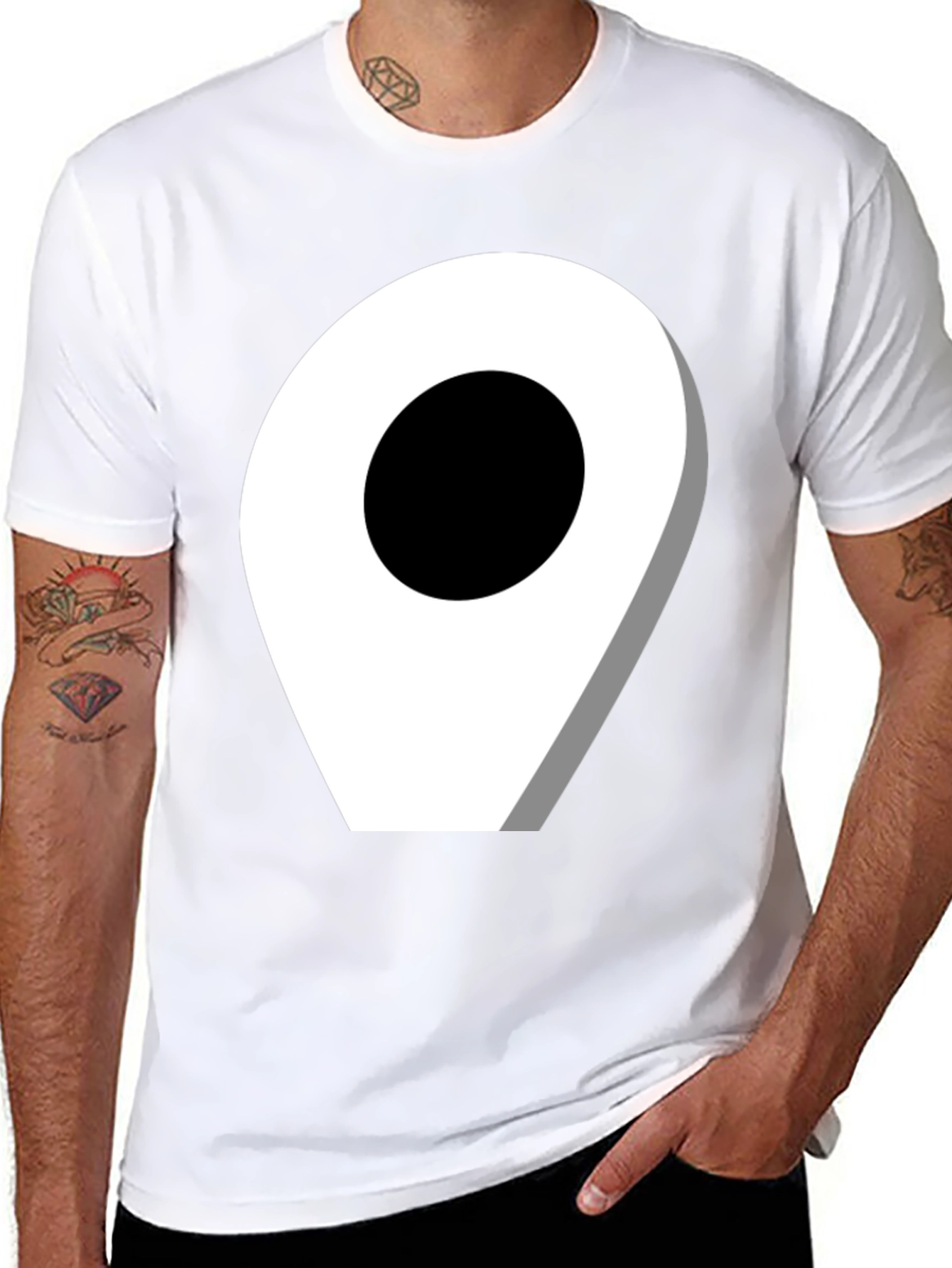 Location Pin Graphic Tee - Modern Black T-Shirt