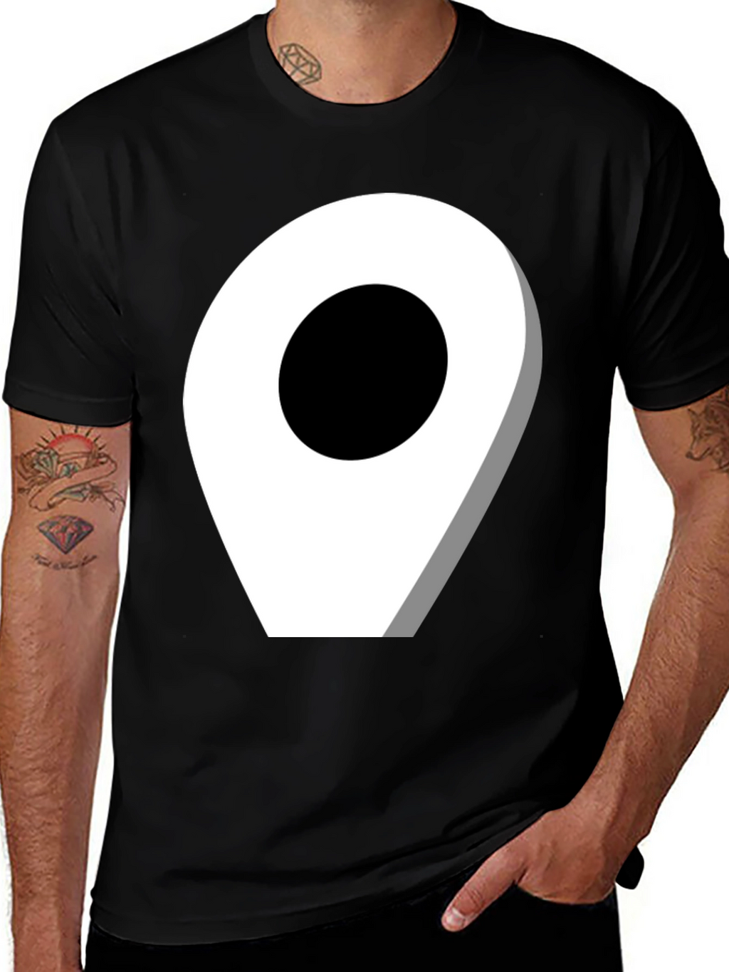 Location Pin Graphic Tee - Modern Black T-Shirt