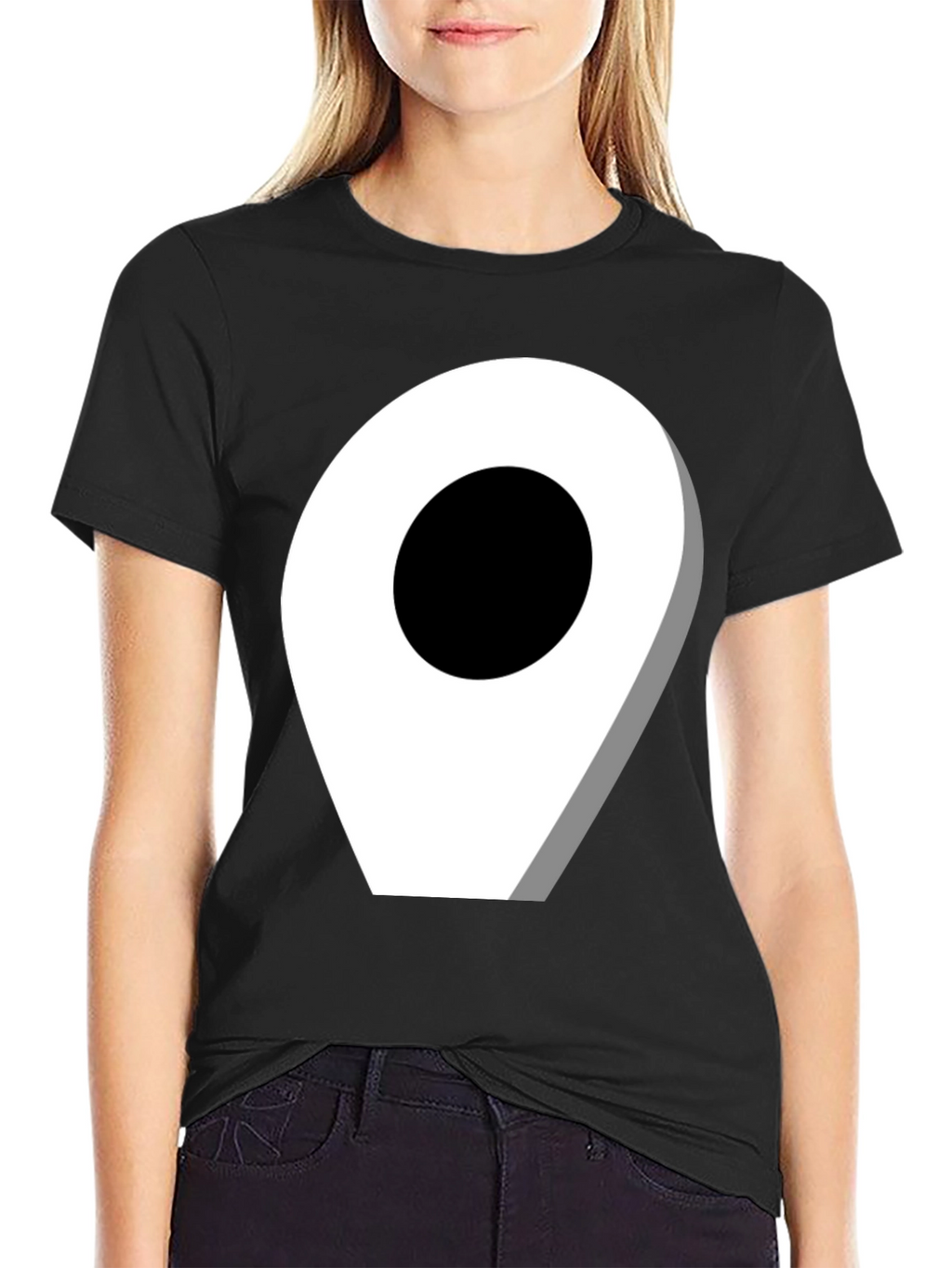 Location Pin Graphic Tee - Modern Black T-Shirt