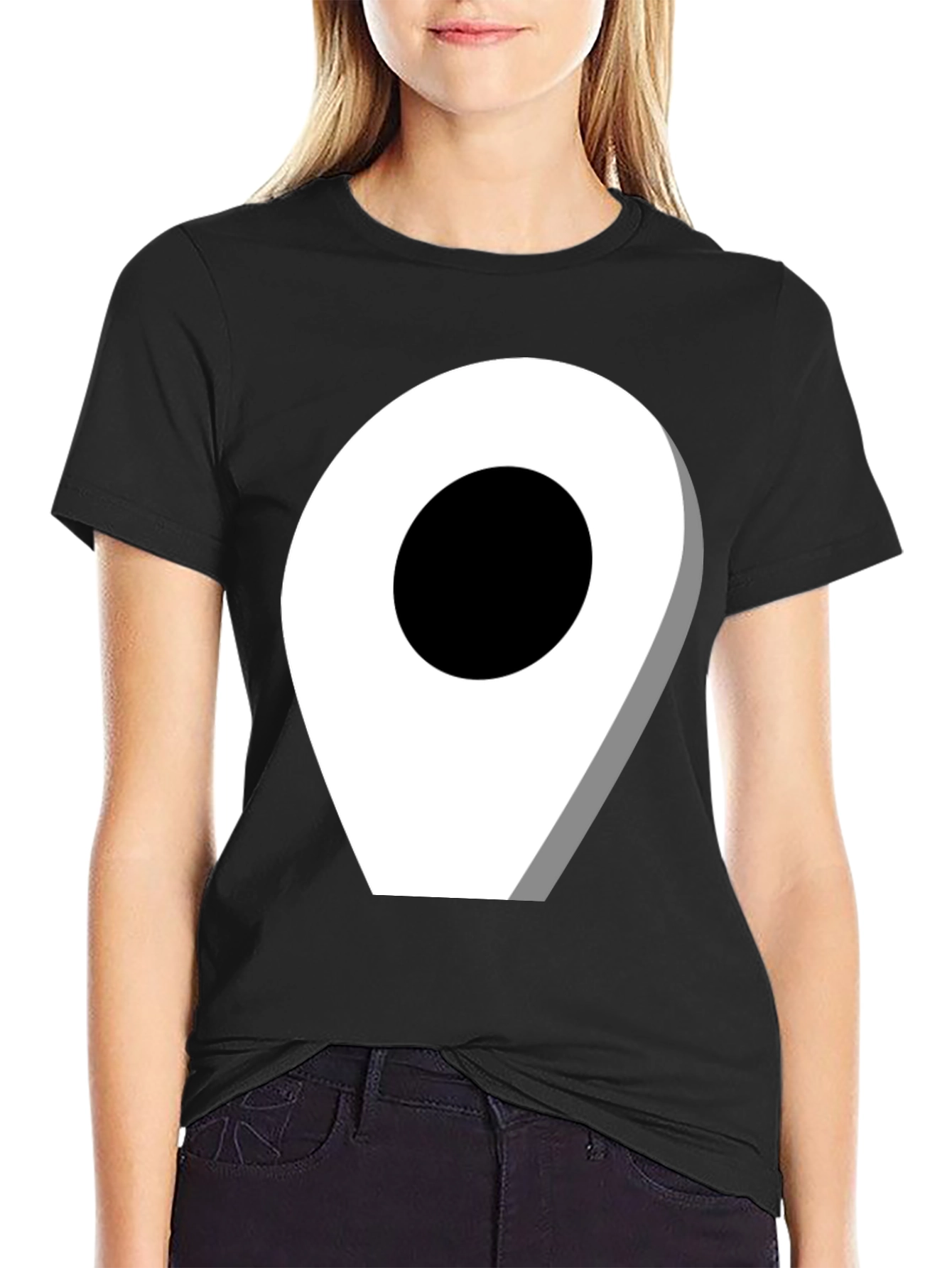 Location Pin Graphic Tee - Modern Black T-Shirt