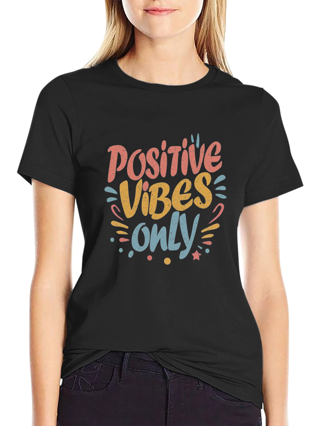Positive Vibes Only Graphic Tee - Black