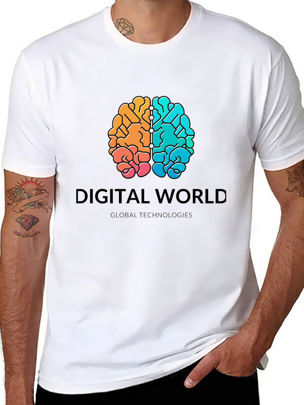Digital World Brain Graphic T-Shirt