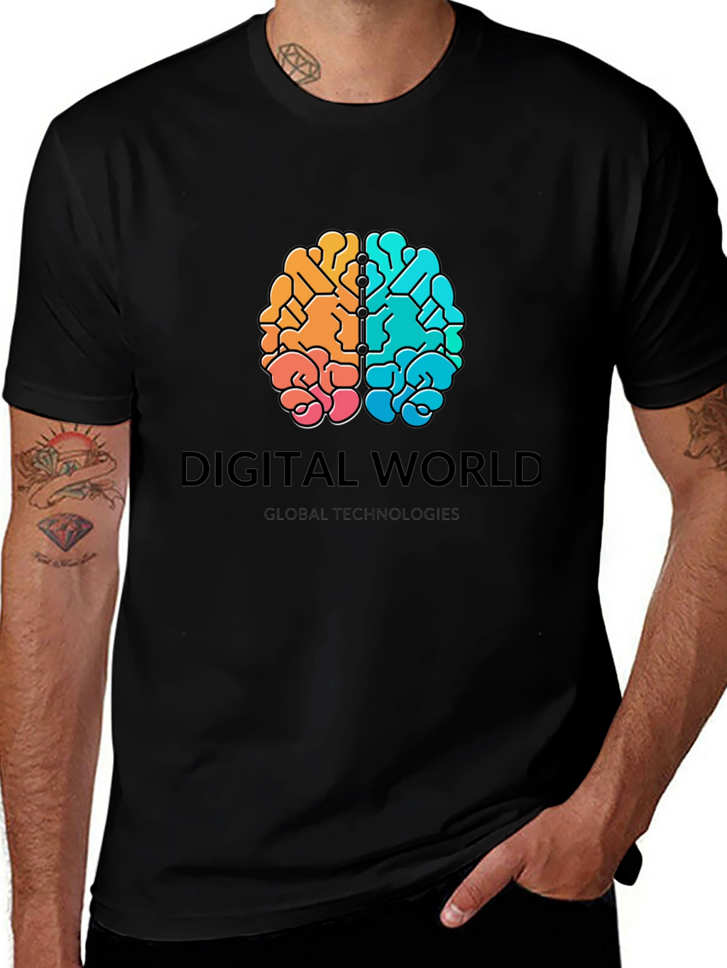 Digital World Brain Graphic T-Shirt