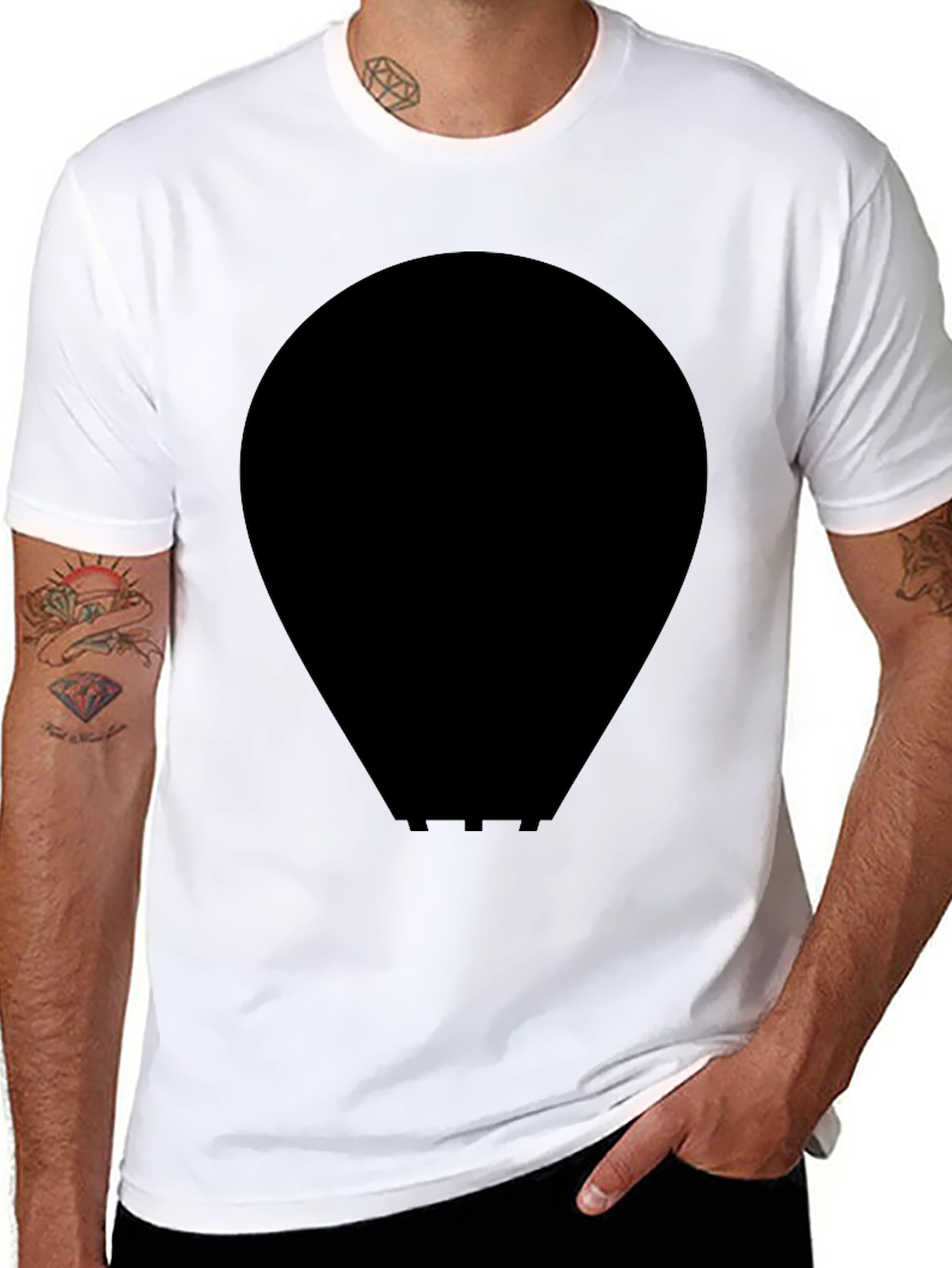 Mens Black Cotton Crewneck T-Shirt - Minimalist Style