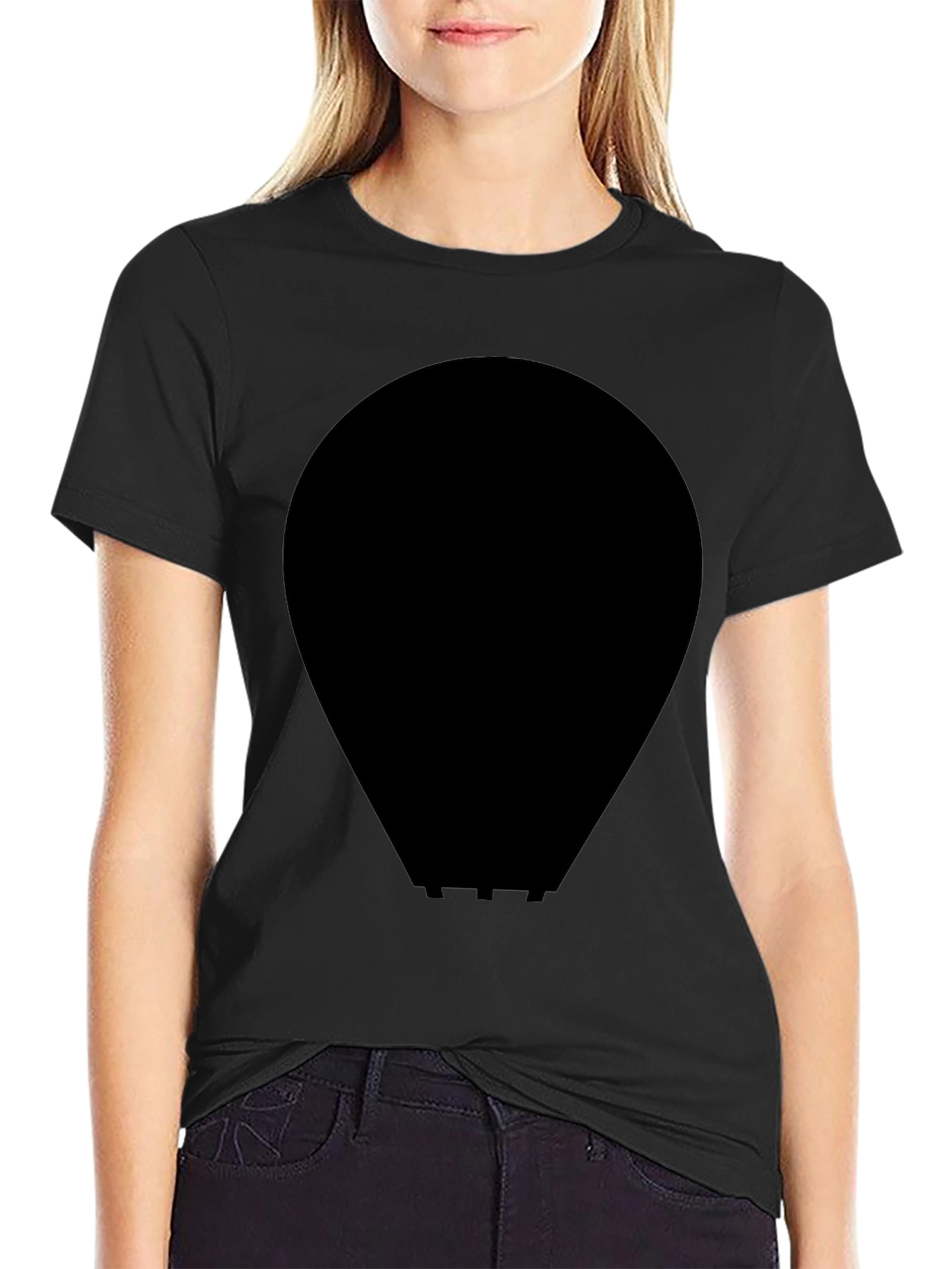 Mens Black Cotton Crewneck T-Shirt - Minimalist Style