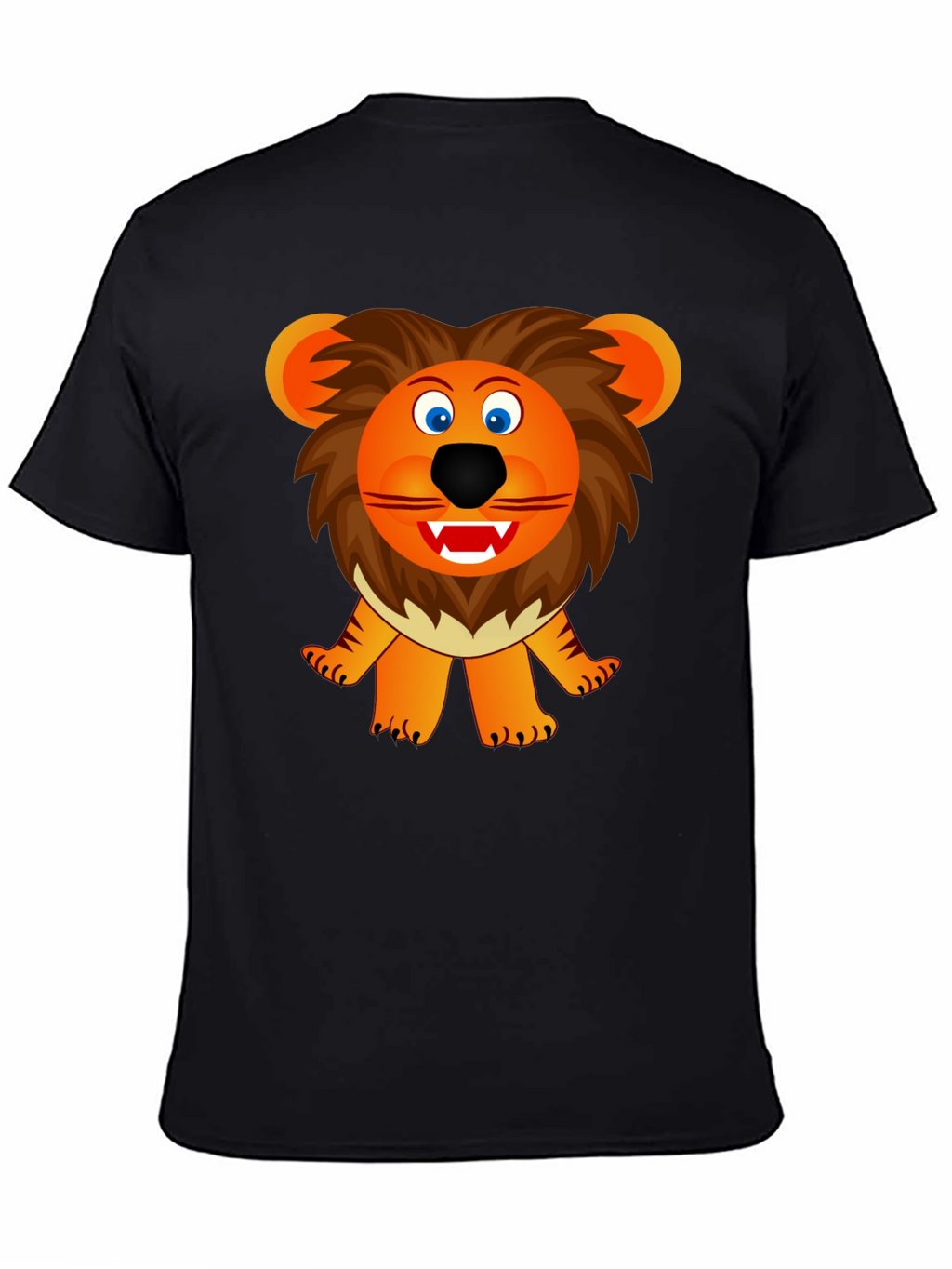 Cartoon Lion Graphic Tee - Black Unisex T-Shirt