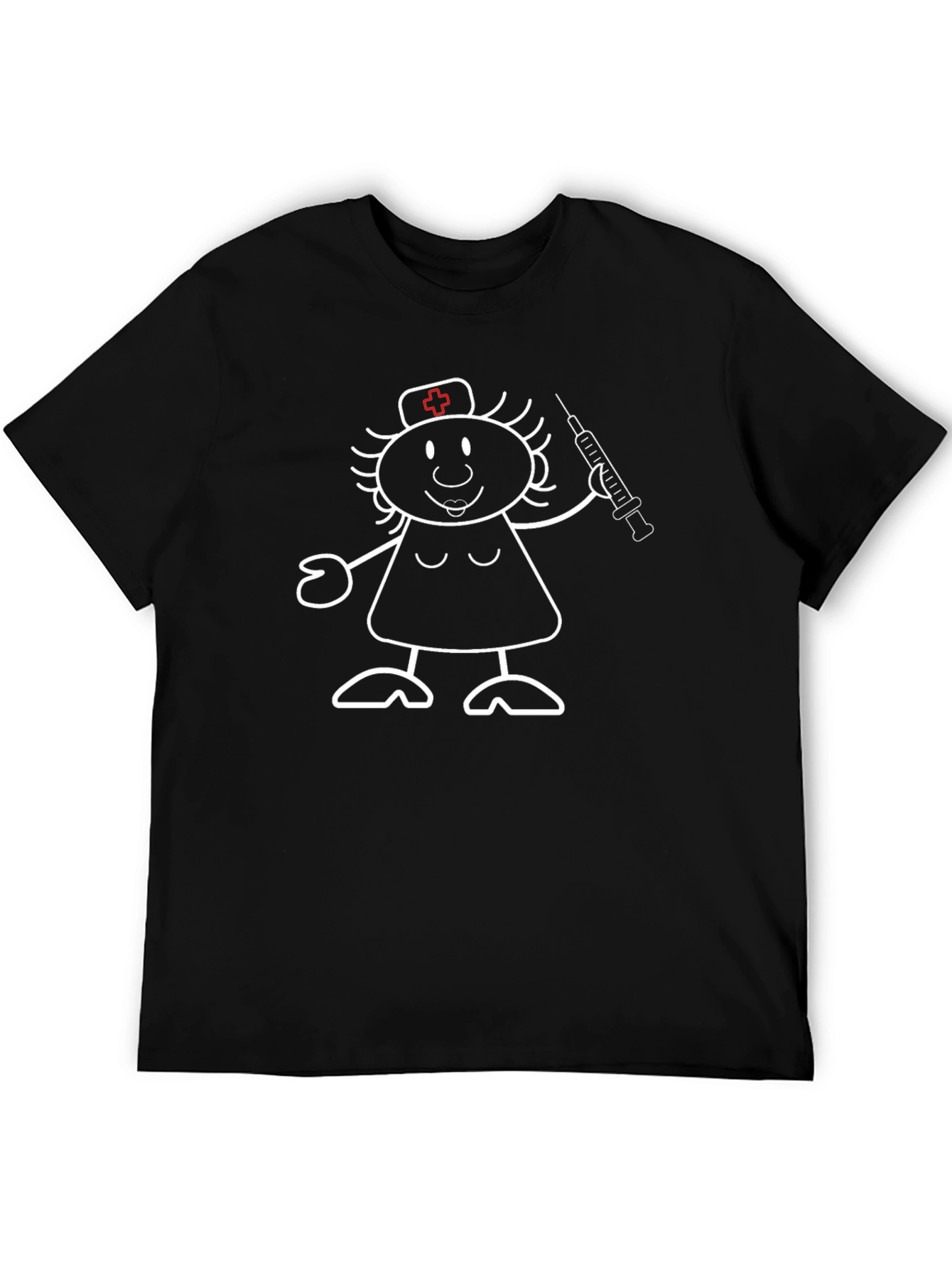 Funny Nurse Stick Figure Black T-Shirt