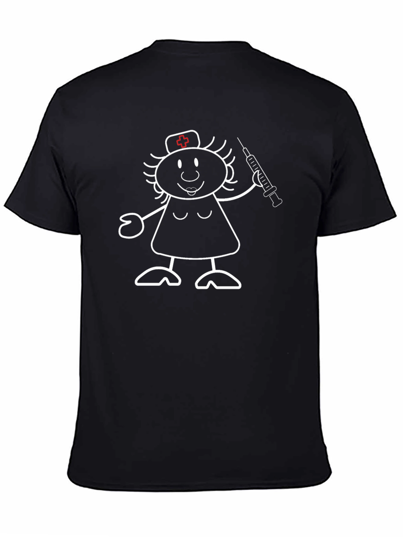Funny Nurse Stick Figure Black T-Shirt