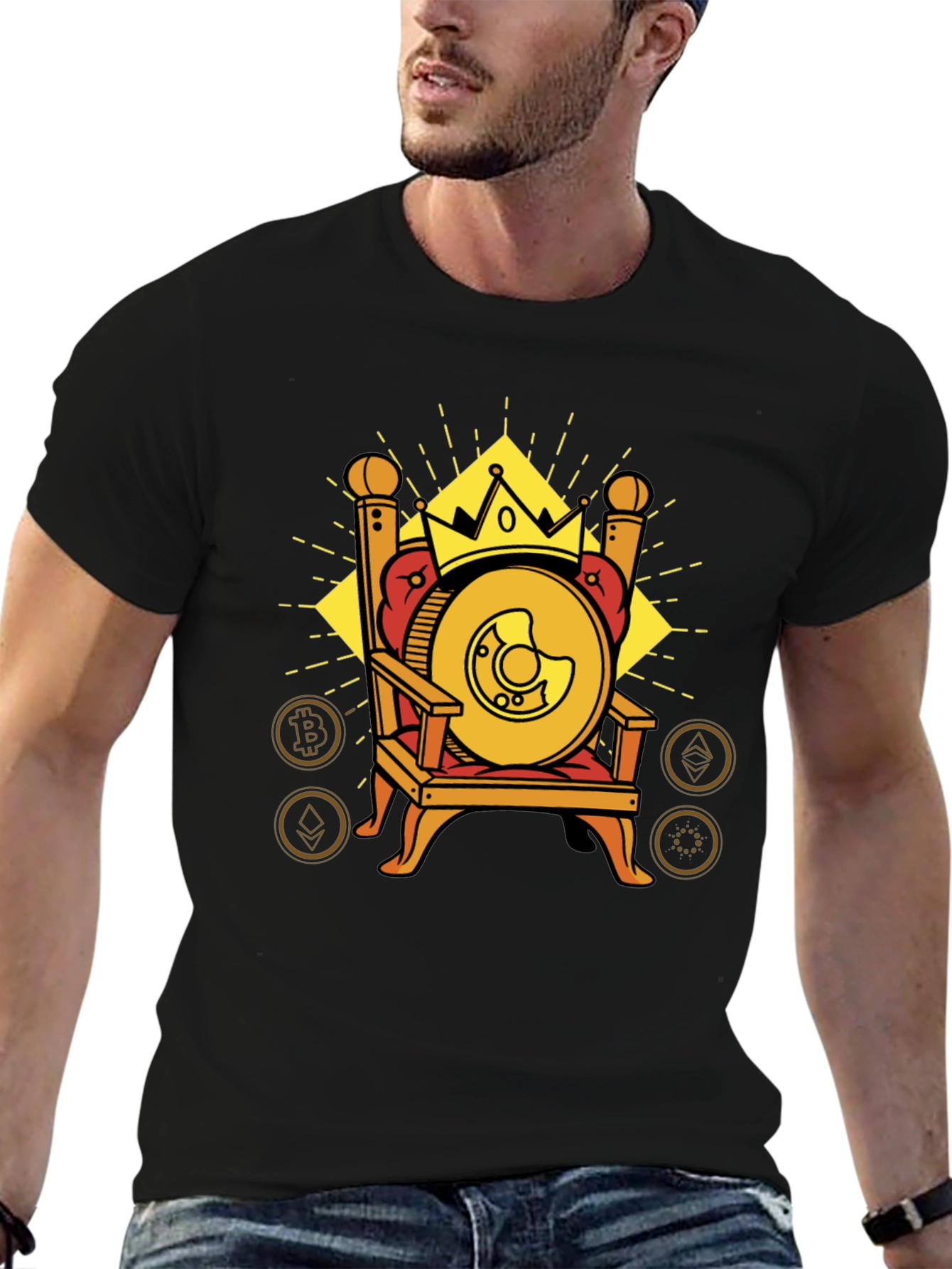 Crypto King T-Shirt: Bitcoin Throne Design