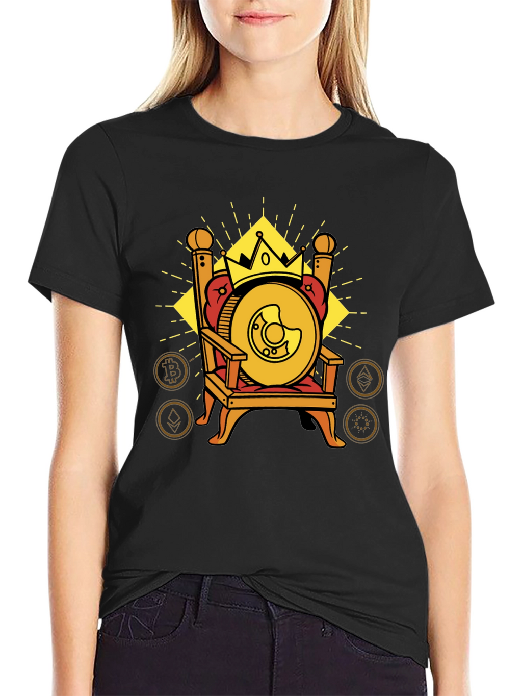 Crypto King T-Shirt: Bitcoin Throne Design