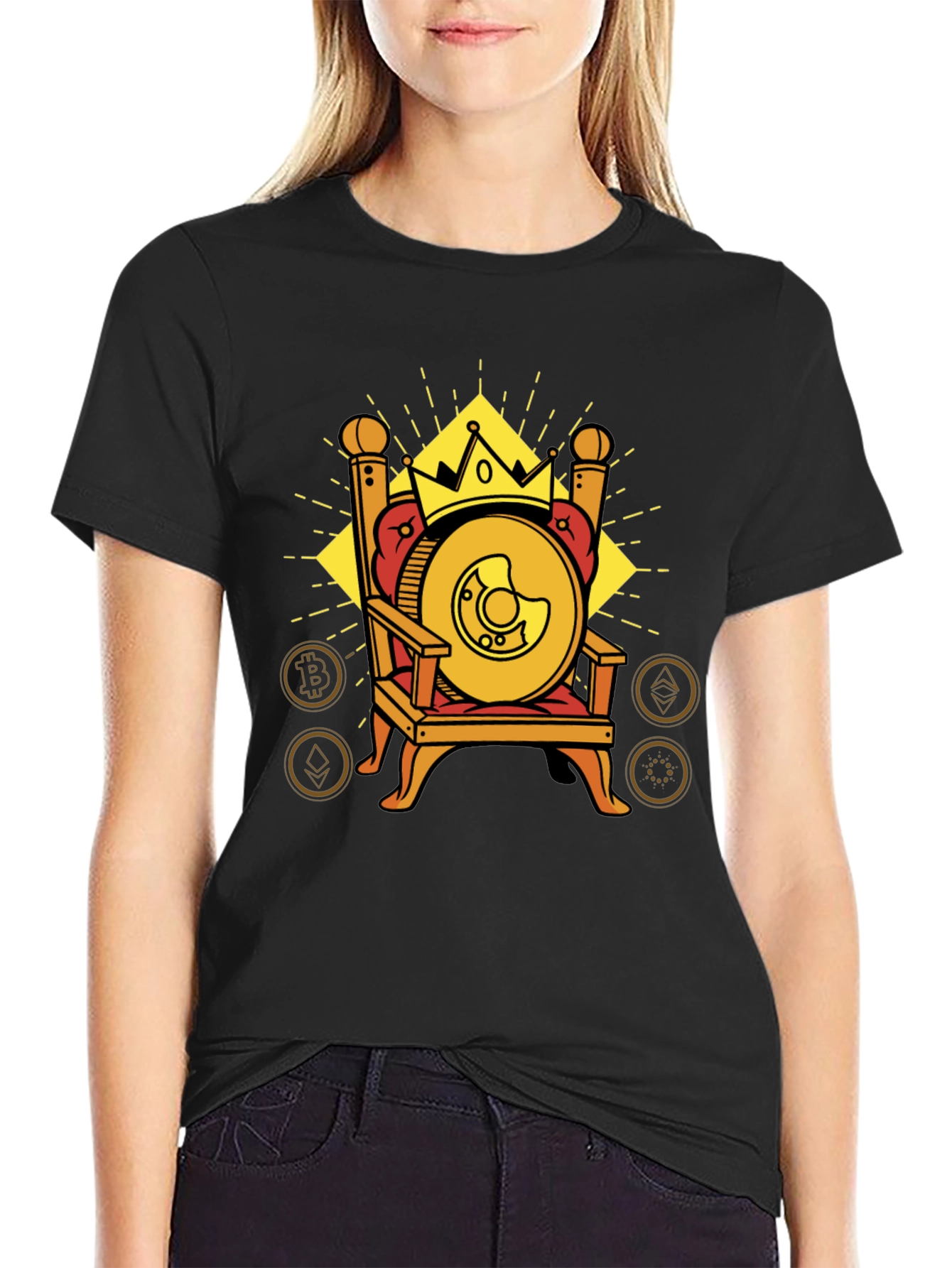 Crypto King T-Shirt: Bitcoin Throne Design