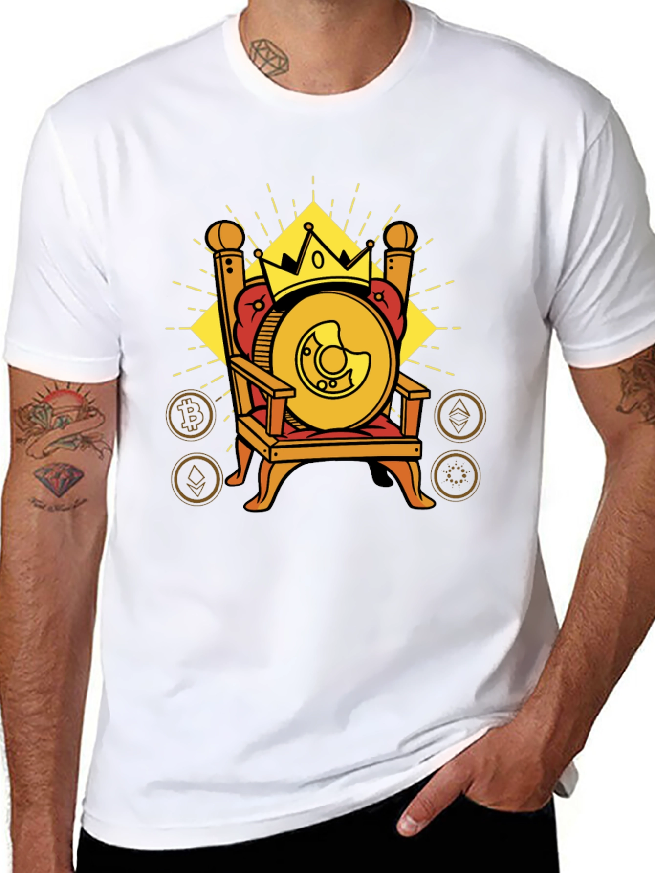 Crypto King T-Shirt: Bitcoin Throne Design