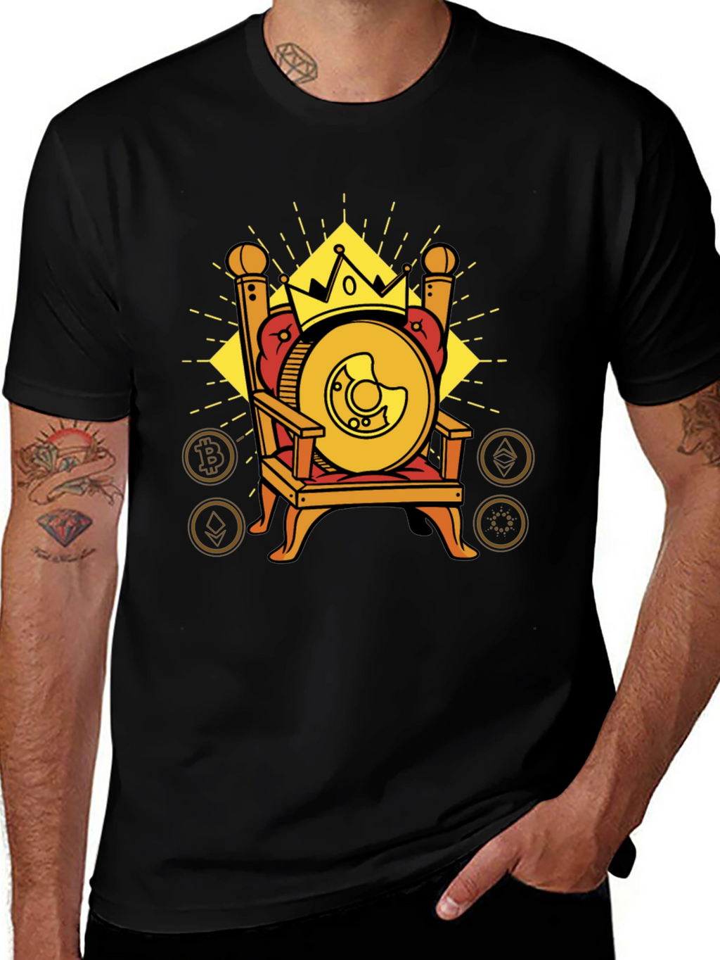 Crypto King T-Shirt: Bitcoin Throne Design