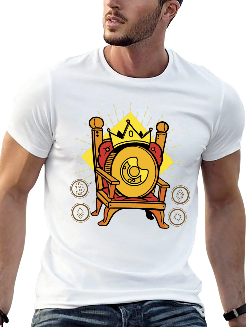 Crypto King T-Shirt: Bitcoin Throne Design