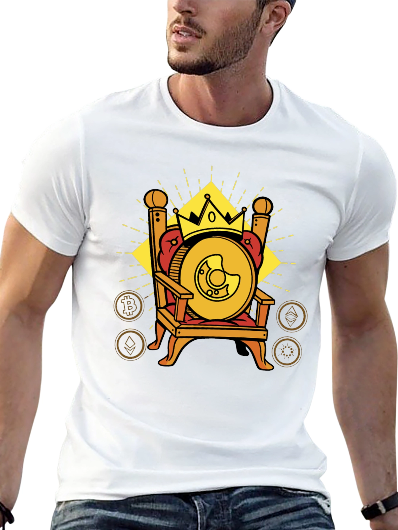 Crypto King T-Shirt: Bitcoin Throne Design