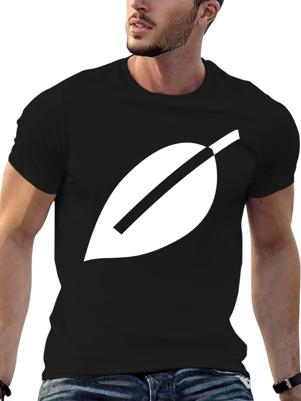 Modern Leaf Graphic Tee - Black Cotton Blend Shirt