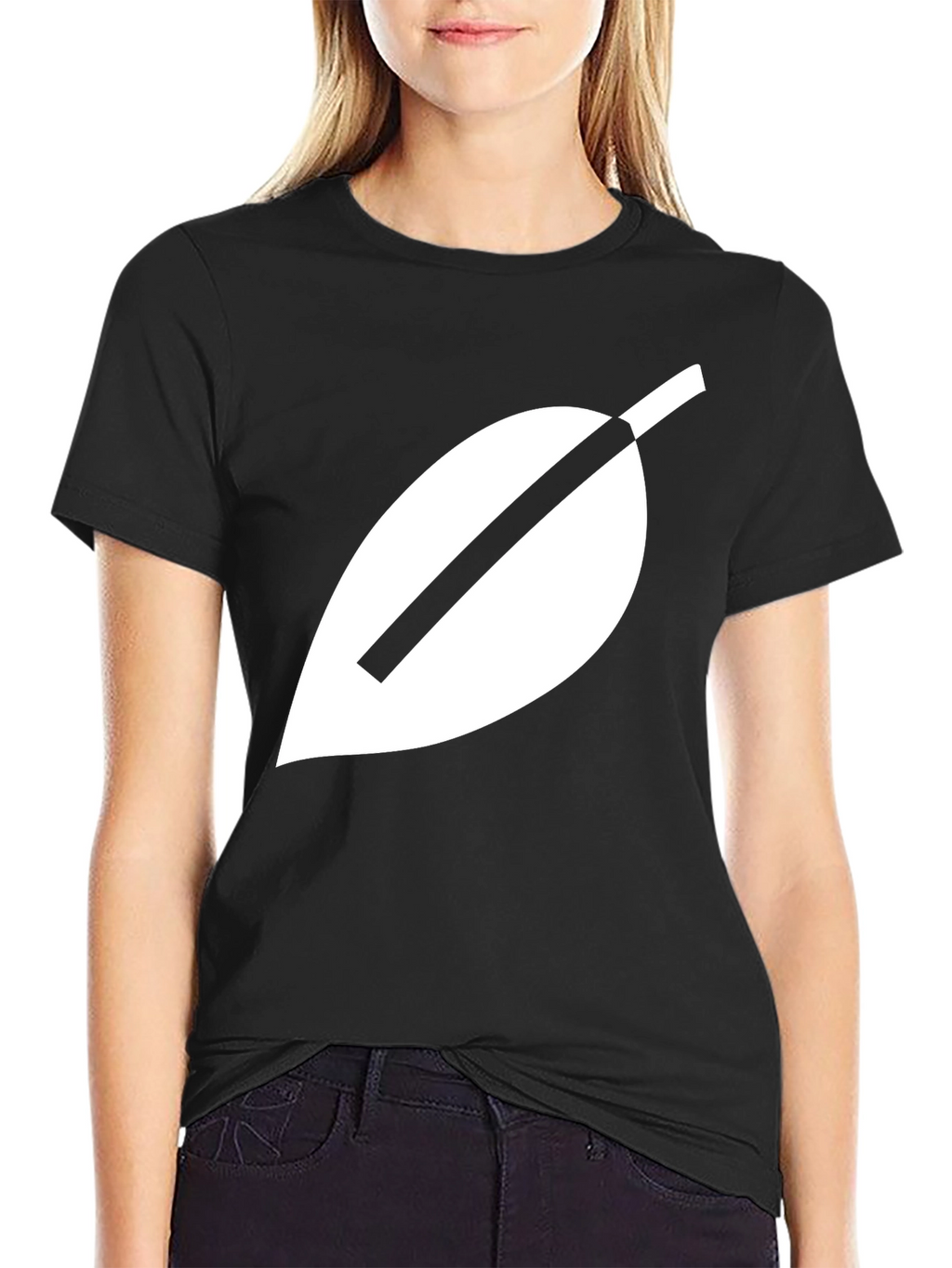 Modern Leaf Graphic Tee - Black Cotton Blend Shirt