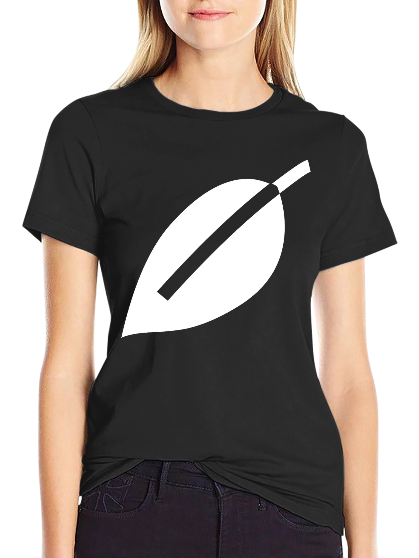 Modern Leaf Graphic Tee - Black Cotton Blend Shirt