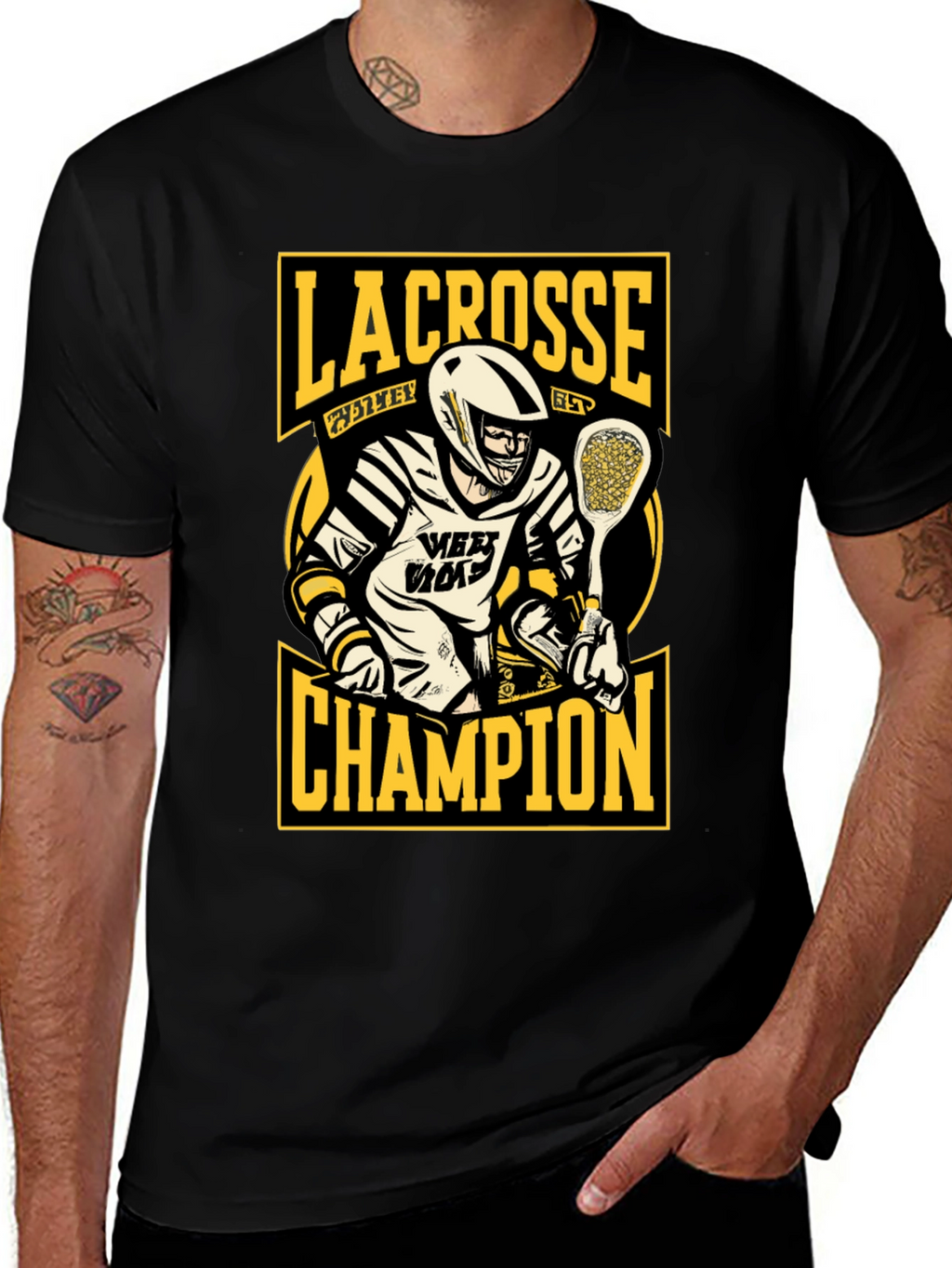 Lacrosse Champion Black Graphic T-Shirt