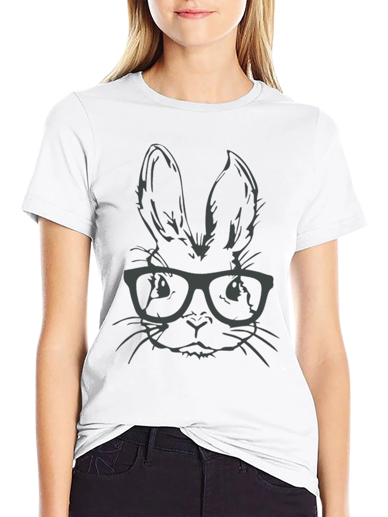 Hipster Bunny T-Shirt - Stylish Rabbit with Glasses