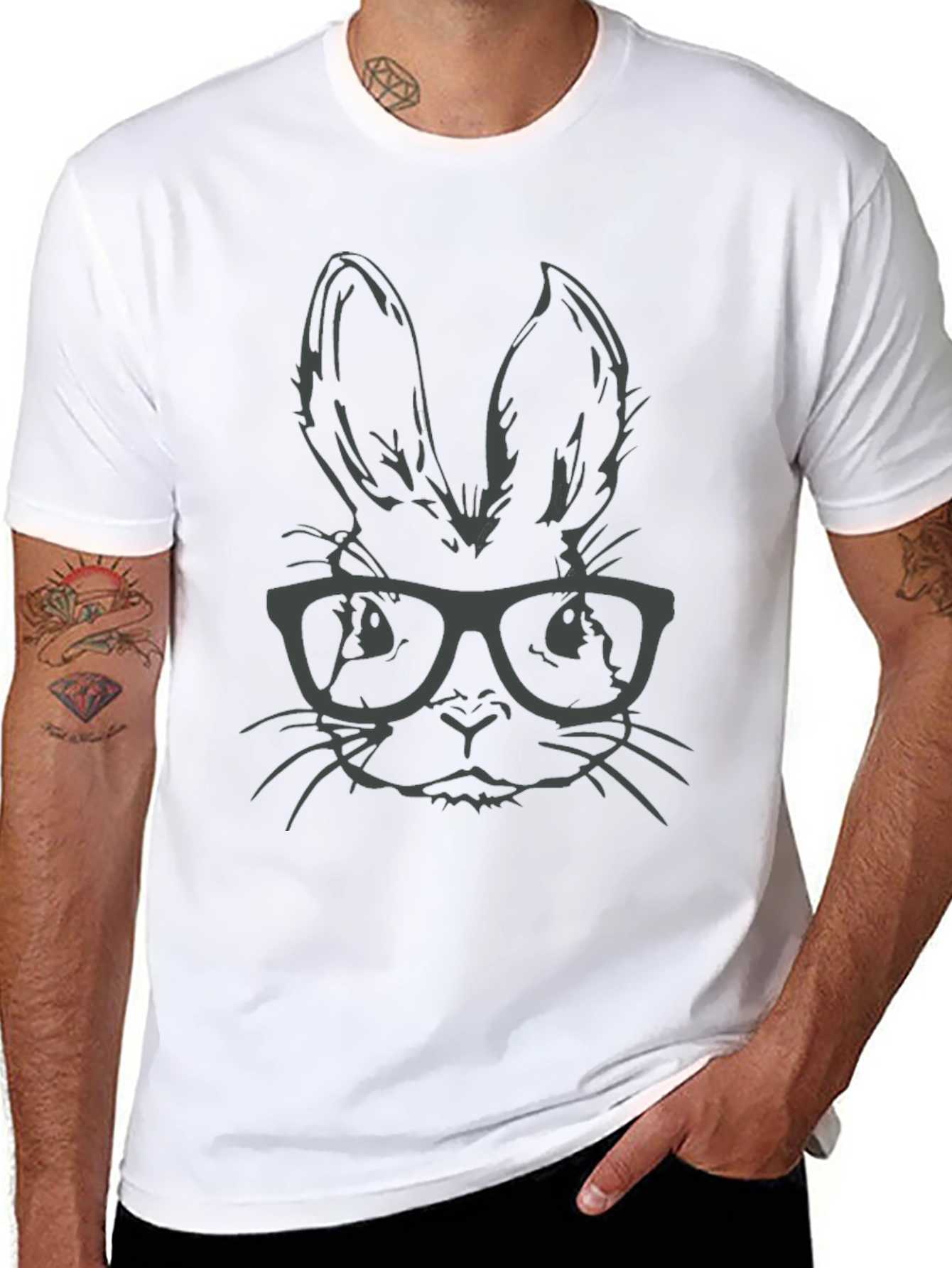 Hipster Bunny T-Shirt - Stylish Rabbit with Glasses
