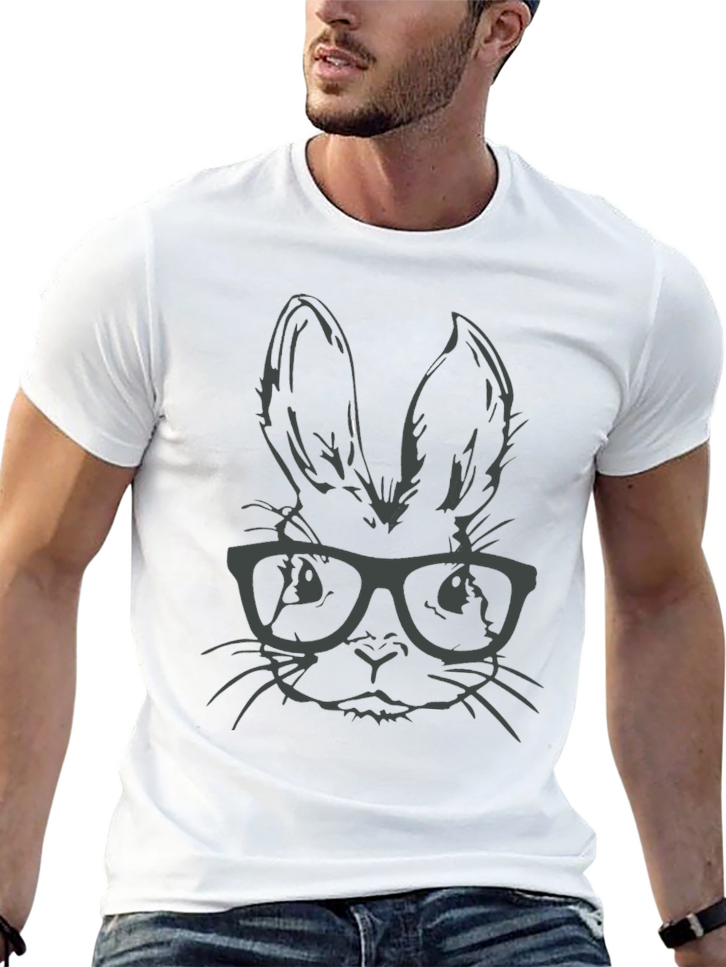 Hipster Bunny T-Shirt - Stylish Rabbit with Glasses