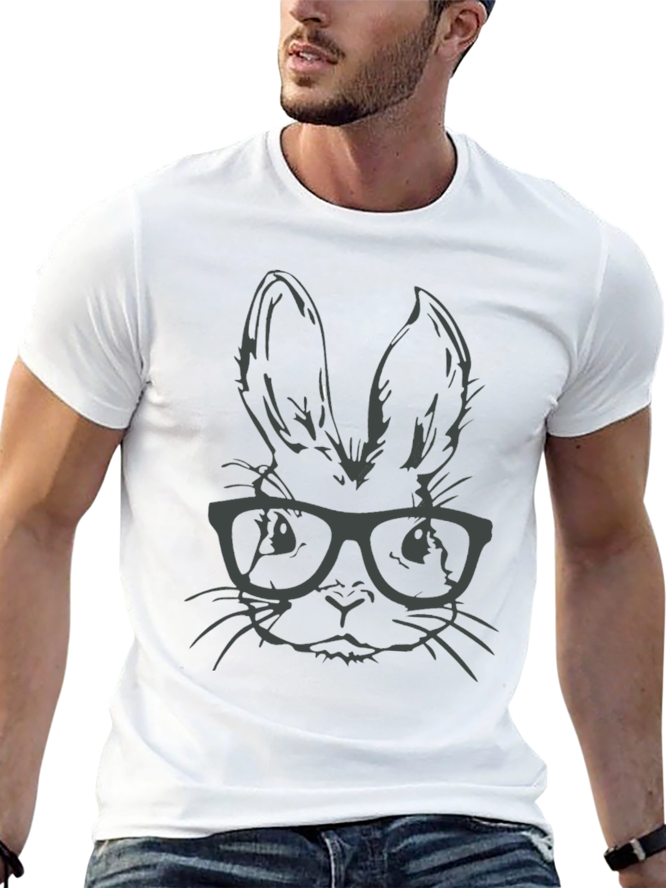 Hipster Bunny T-Shirt - Stylish Rabbit with Glasses