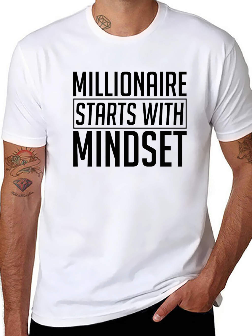 Millionaire Mindset Black T-Shirt - Motivational Design