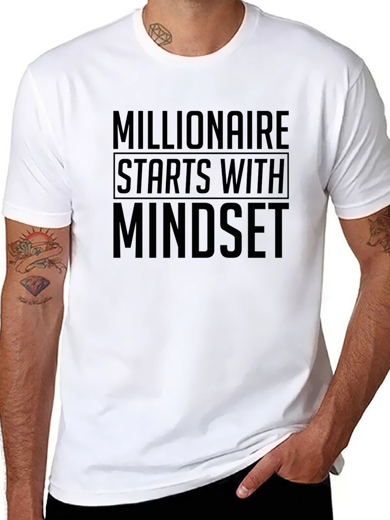 Millionaire Mindset Black T-Shirt - Motivational Design
